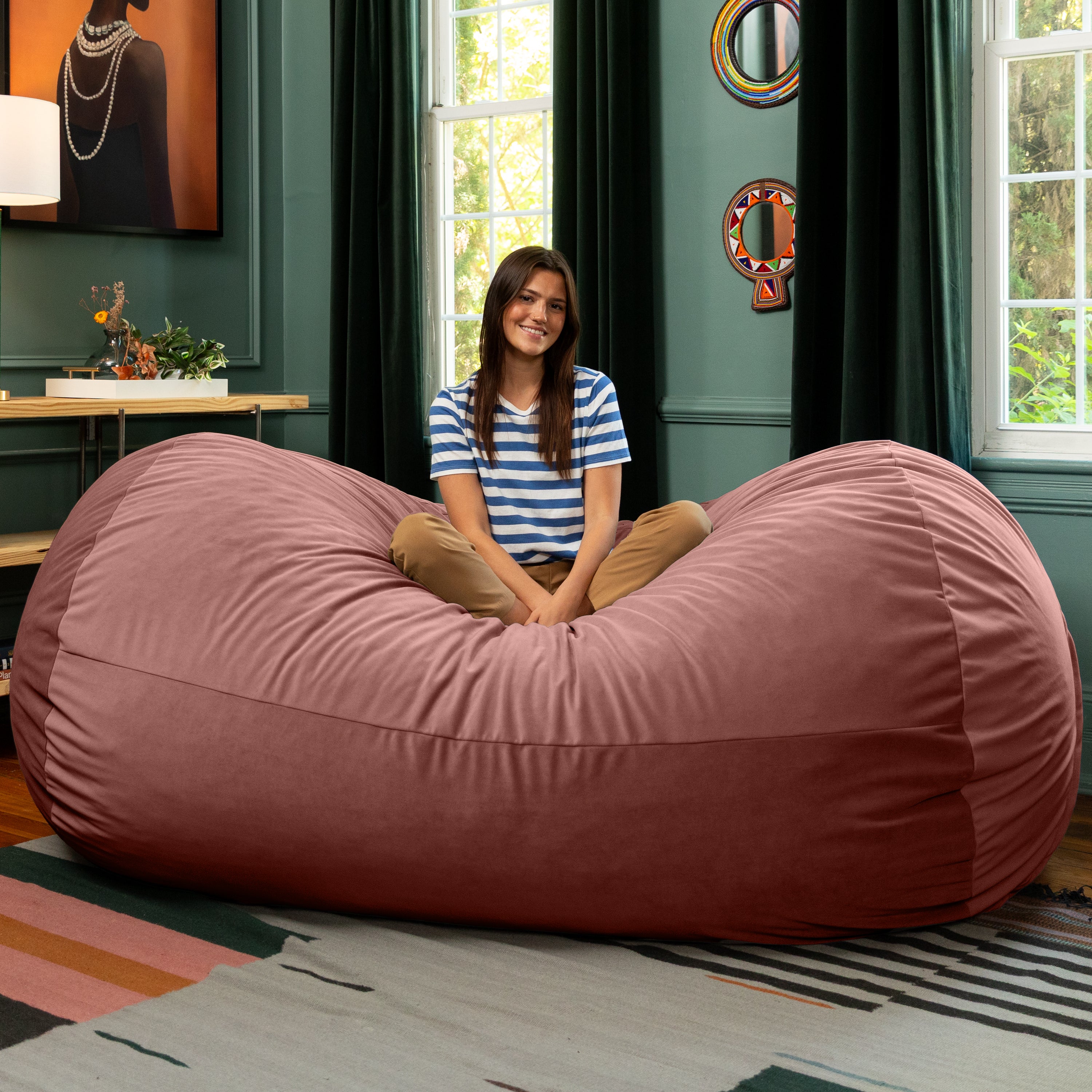Jaxx Grand Lounger 7 Foot Bean Bag Sofa -Lush Velvet Mauve