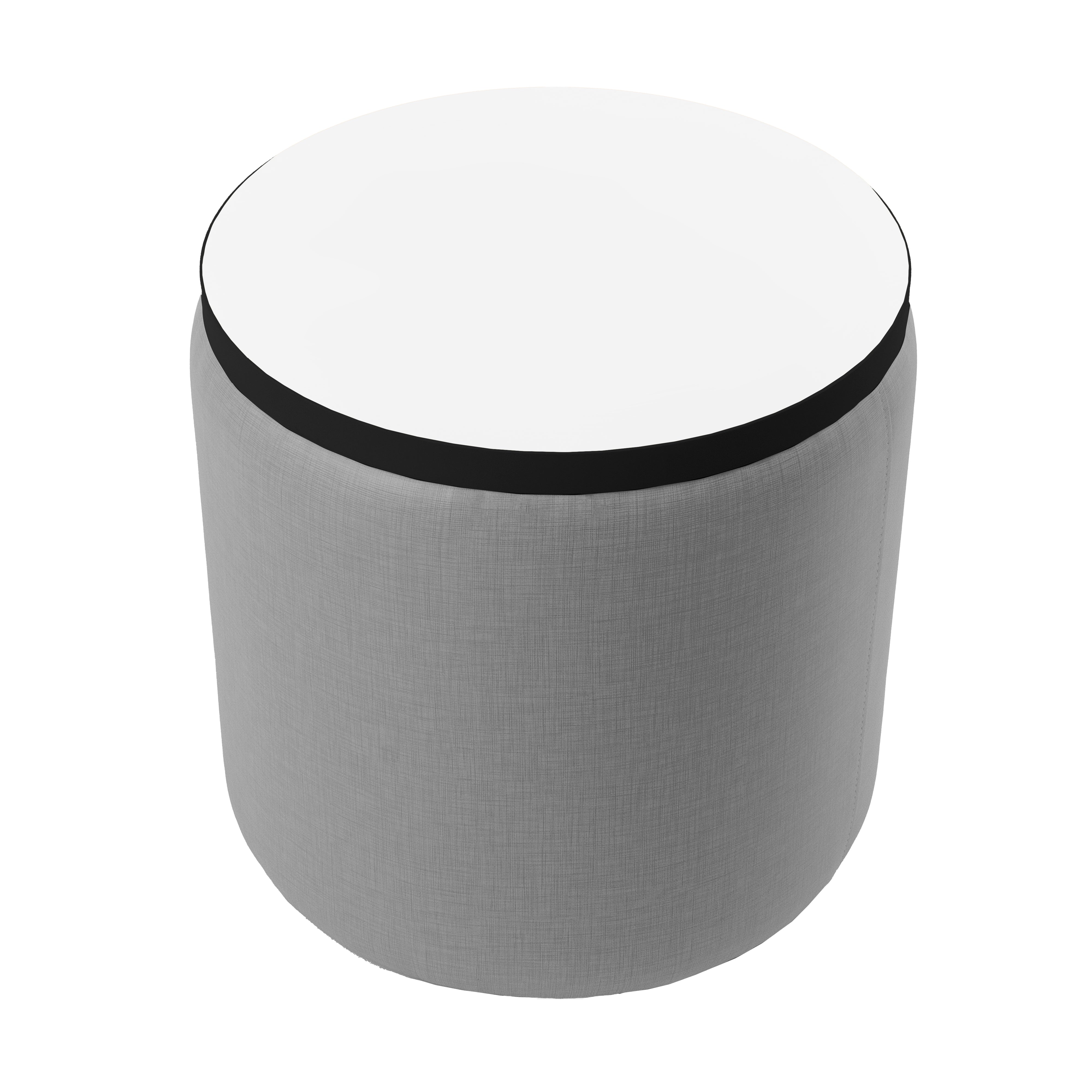 Pro Series Upholstered 18" Round Dry-Erase Ottoman Table 18" Height - Slate Gray Crosshatch/Whiteboard