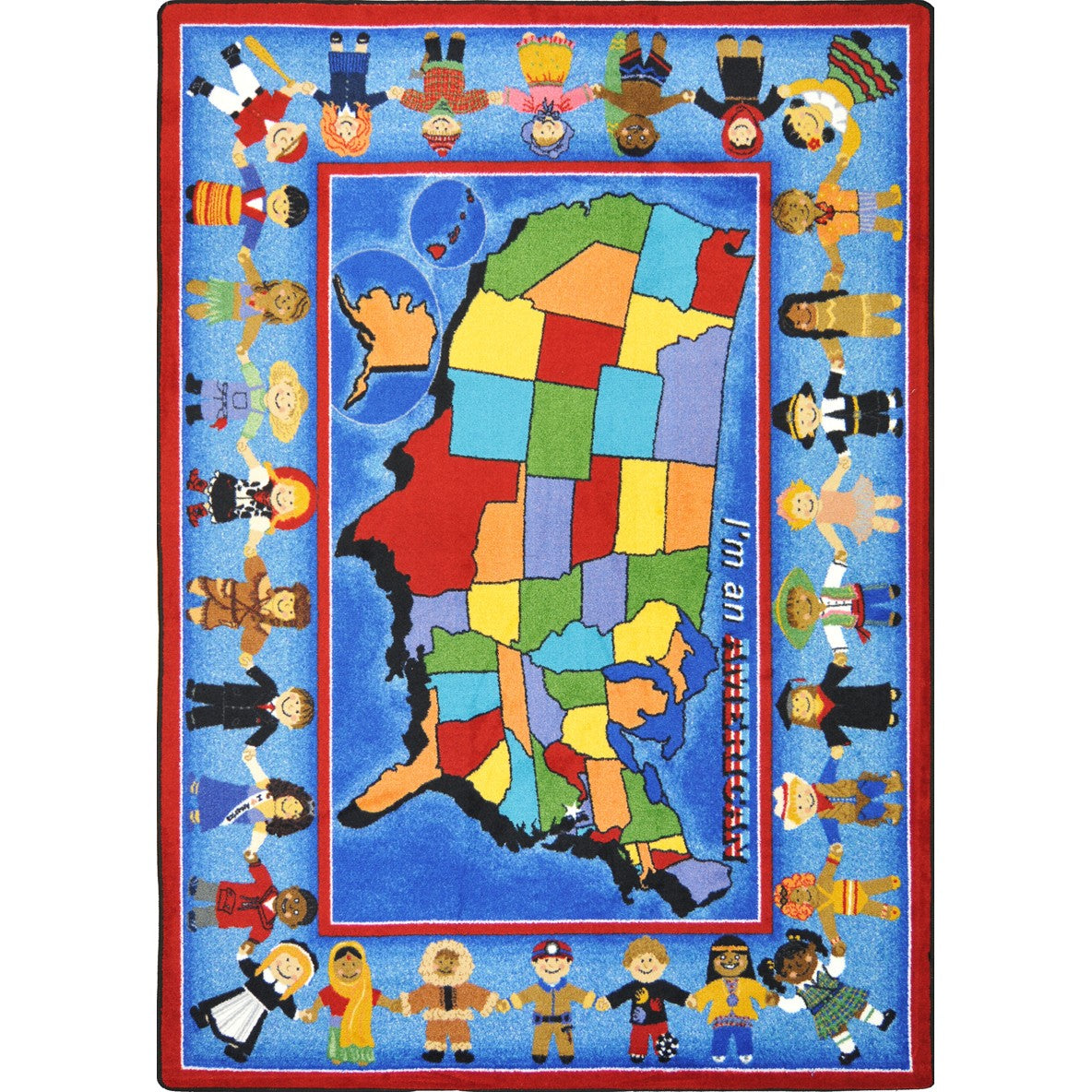 I'm An American 10'9" x 13'2" area rug in color Multi
