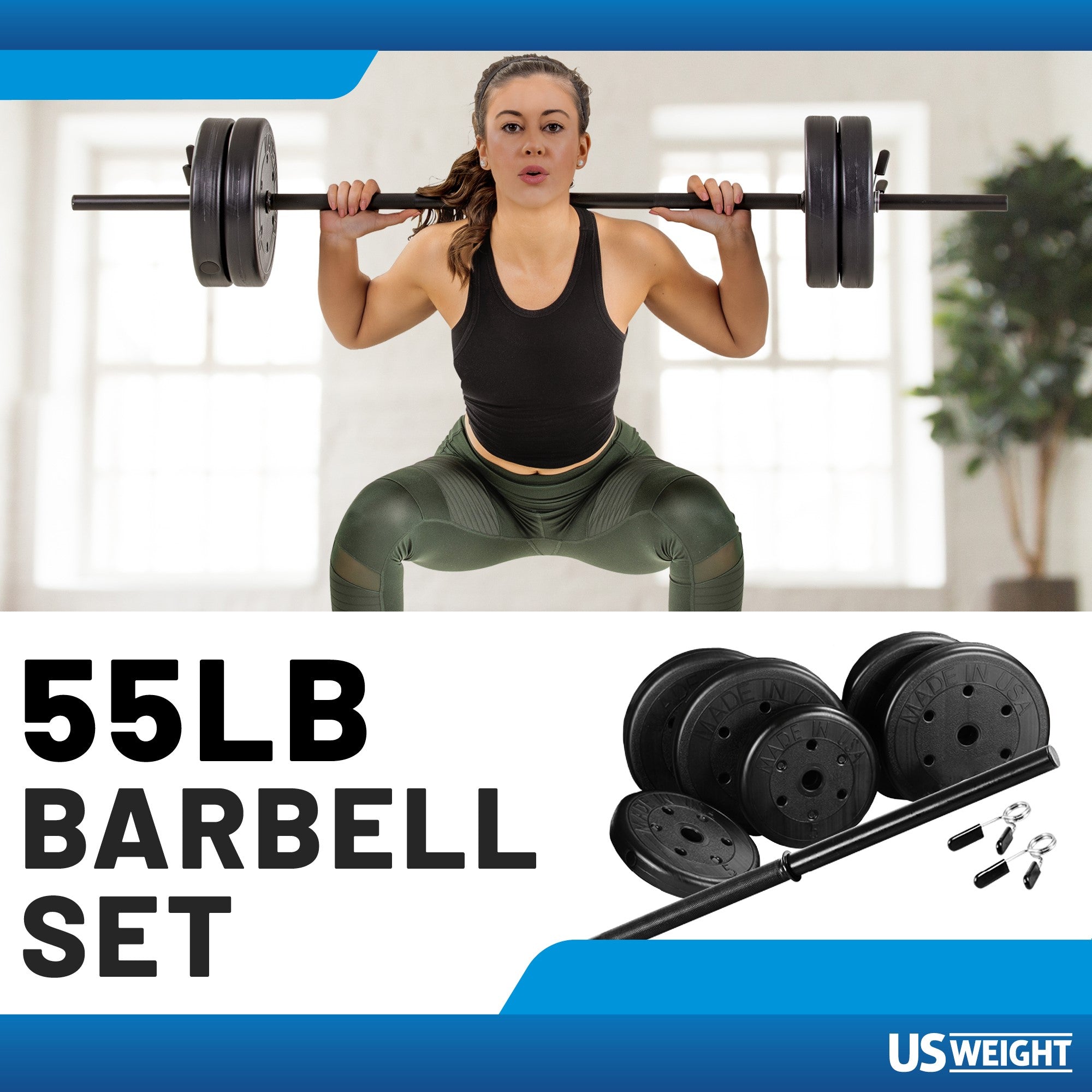 Usw 55Lb Aerobic Weight Set With Bar