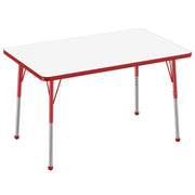 30" x 48" Rectangle Dry-Erase Activity Table with Adjustable Standard Ball Glide Legs - Whiteboard/Red