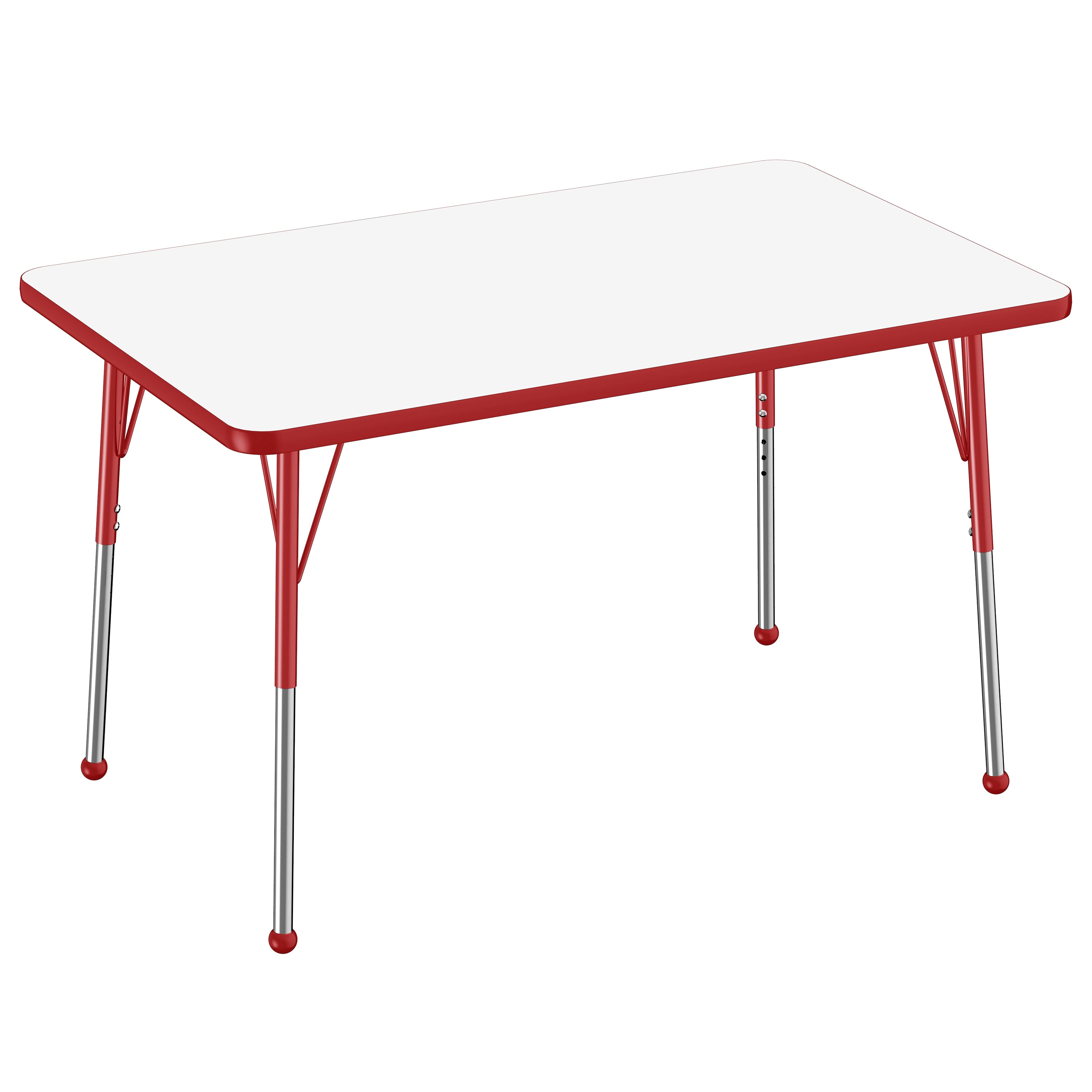 30" x 48" Rectangle Dry-Erase Activity Table with Adjustable Standard Ball Glide Legs - Whiteboard/Red
