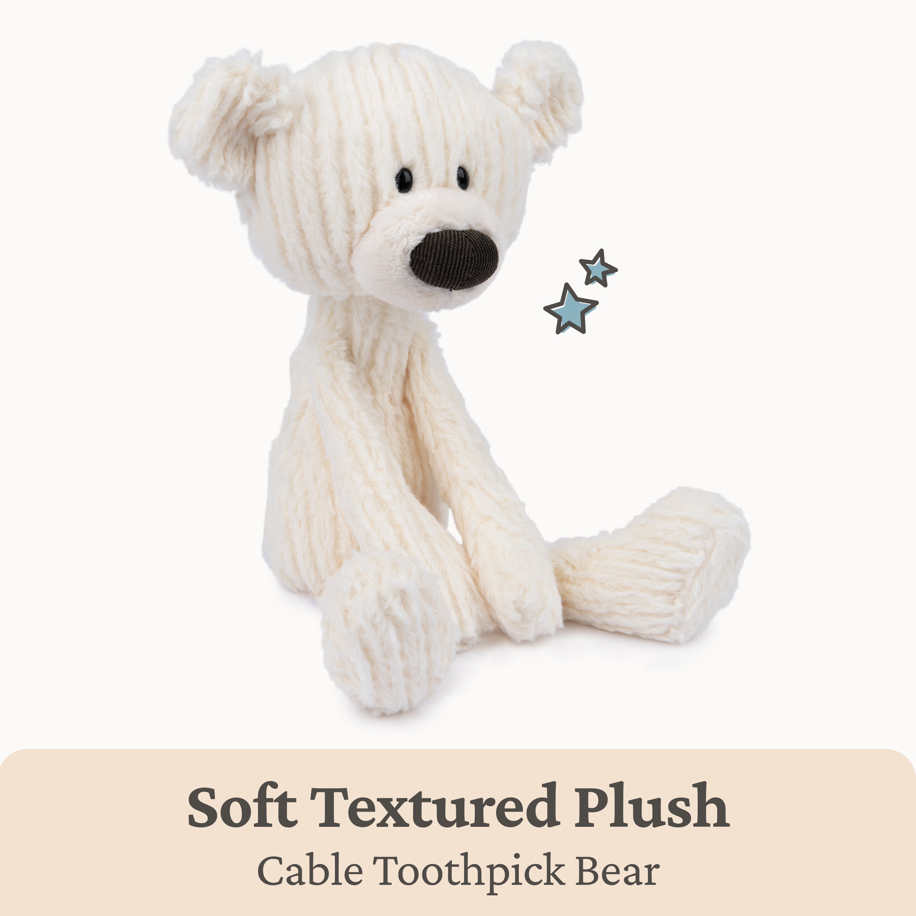 GUND Toothpick Cable, Teddy Bear Stuffed Animal for Ages 1 and Up, Cream/Offwhite, 15”