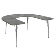 60" x 66" Horseshoe La Madera Activity Table with Standard Legs - Light Gray Wood/Silver