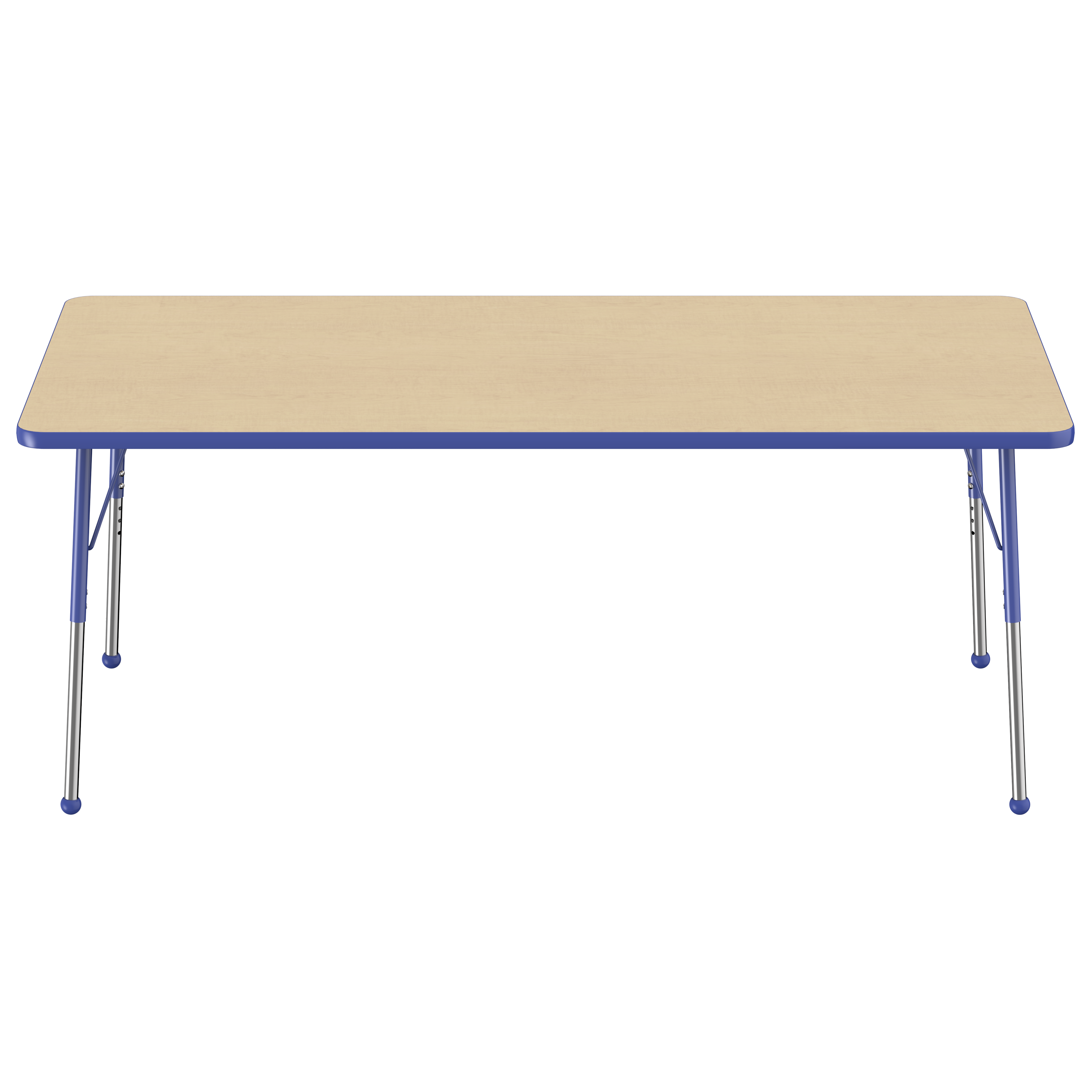 36" x 72" Rectangle T-Molding Activity Table with Adjustable Standard Ball Glide Legs - Maple/Blue