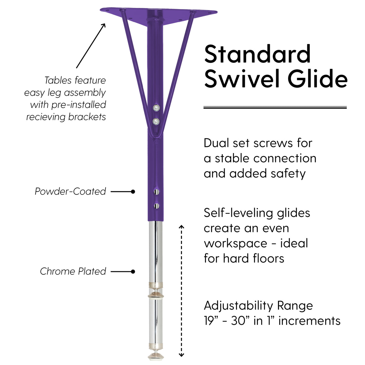 36" Round Dry-Erase Activity Table with Adjustable Standard Swivel Glide Legs - Whiteboard/Eggplant/Purple