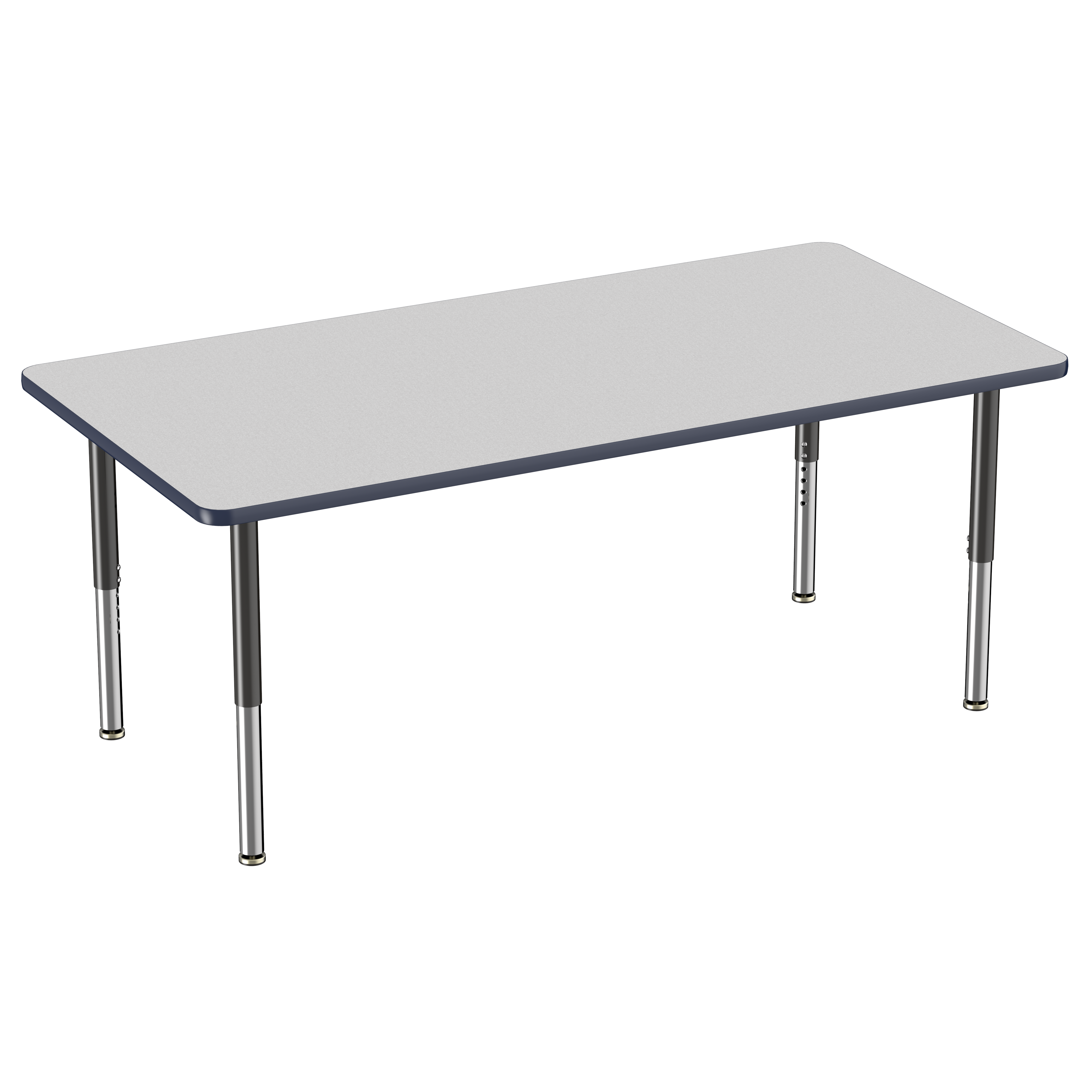36" x 72" Rectangle T-Molding Activity Table with Adjustable Super Legs - Gray/Navy/Black