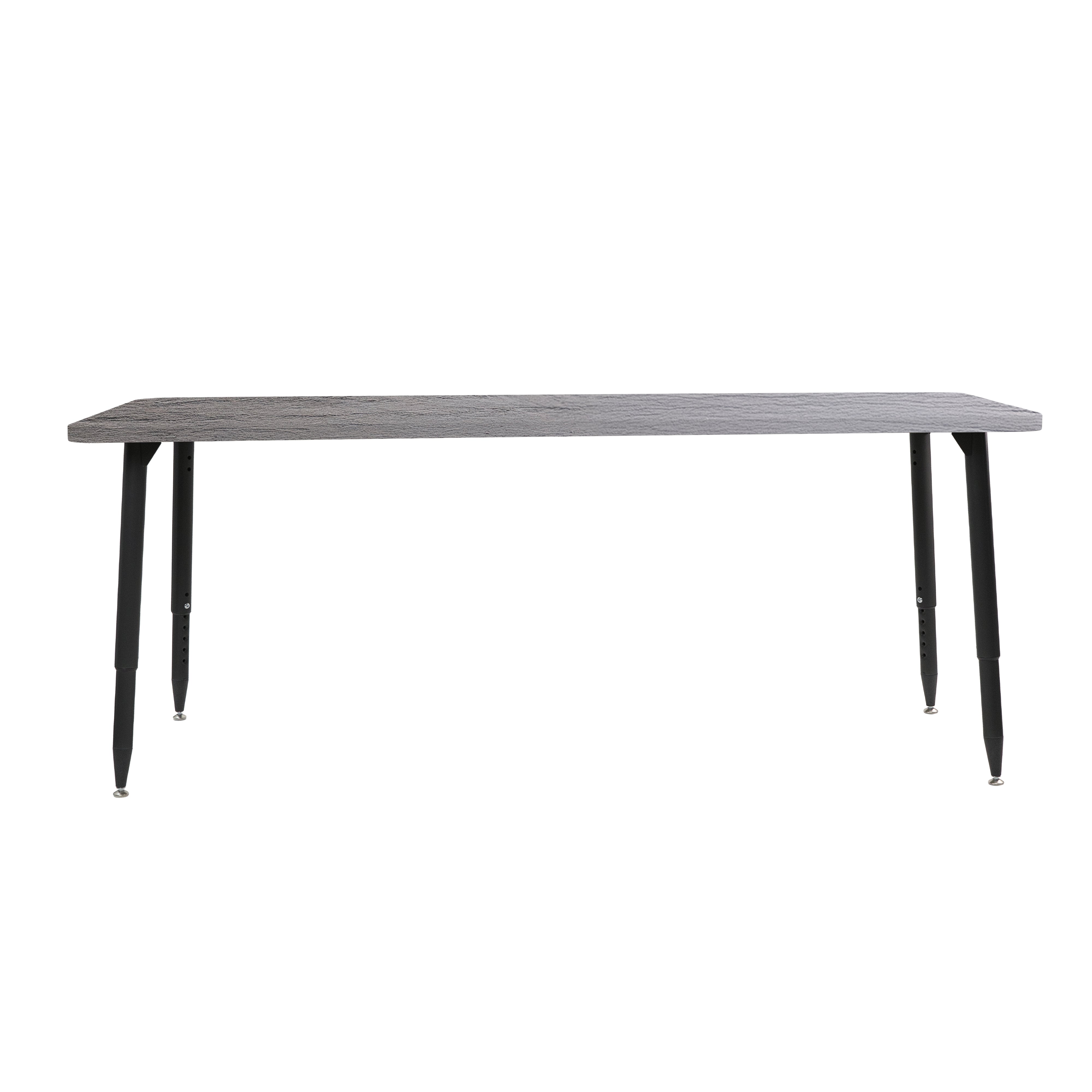 Adapte 30" x 72" Rectangle Woodgrain Activity Table with Adjustable Tapered Legs - Gray Wood/Black