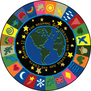 In the Beginning 7'7" Round area rug in color Multi