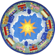 In Training 5'4" Round area rug in color Multi