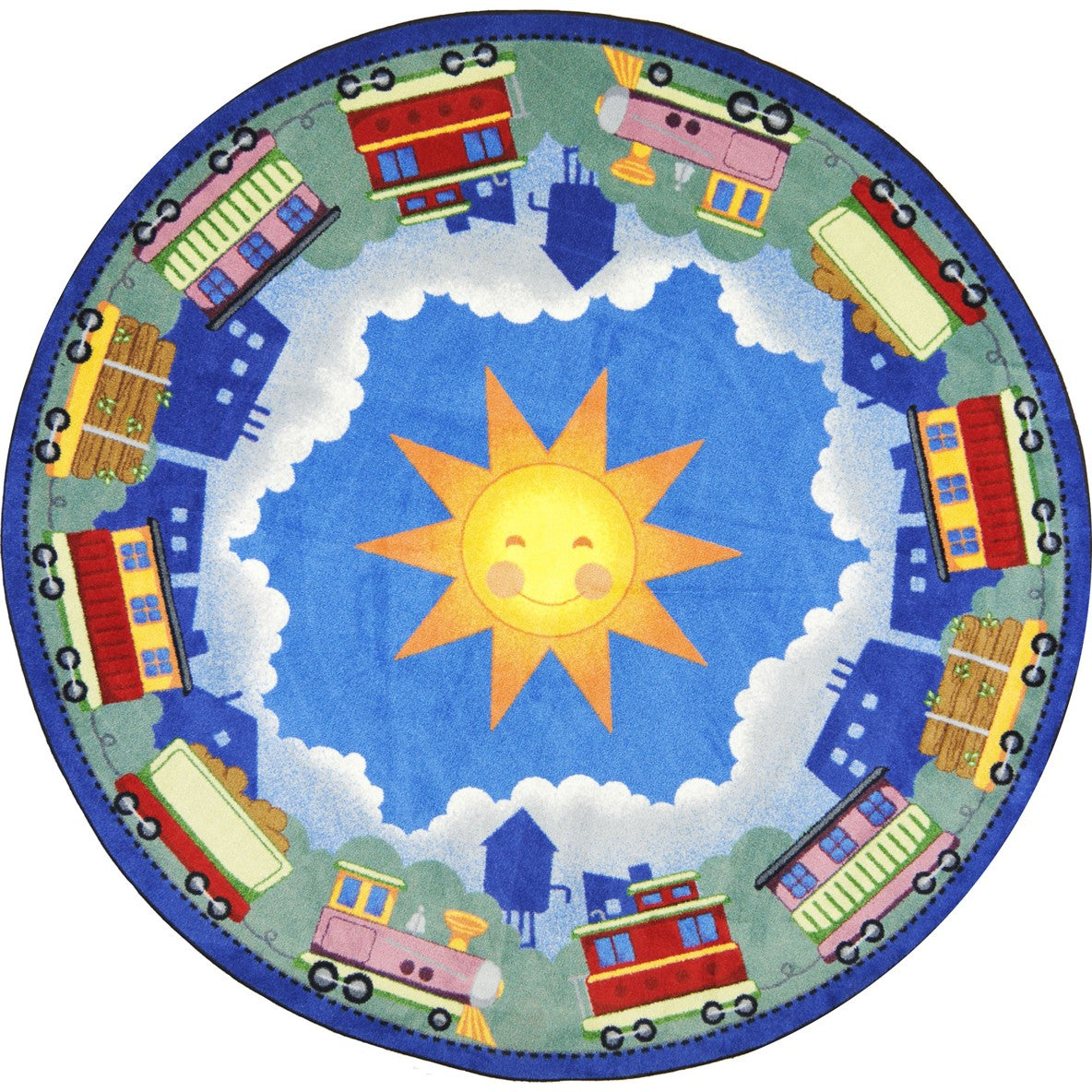 In Training 13'2" Round area rug in color Multi