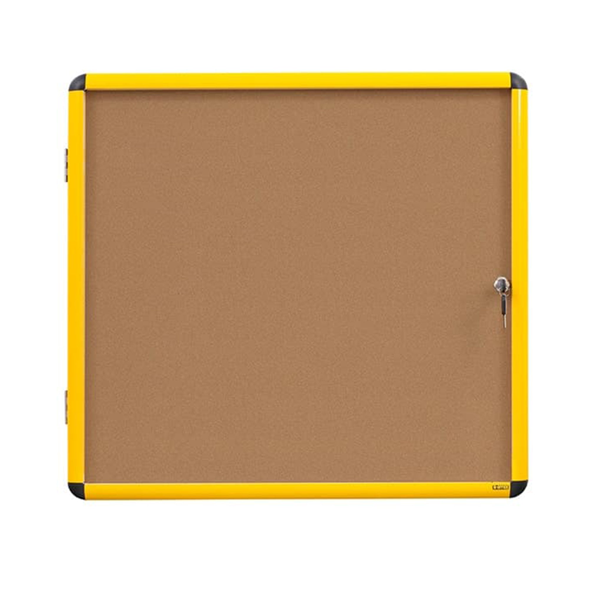 MasterVision Industrial Cork Enclosed Board 47 x 38" Yellow Frame