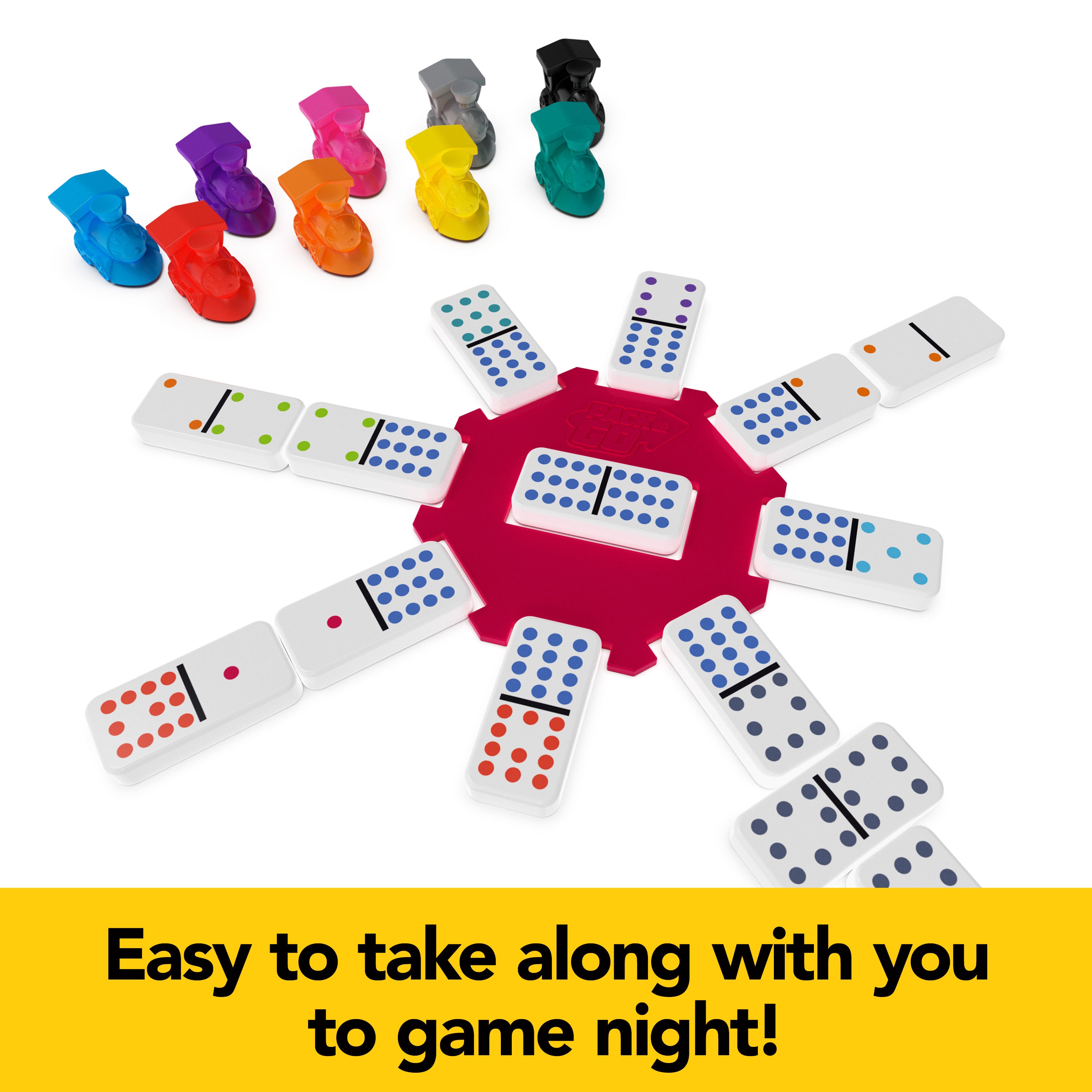 Pack & Go Mexican Train Dominoes from Spin Master Games Portable Dominoes Set Kids Games Classic Board Games for Adults and Kids Ages 8 and up