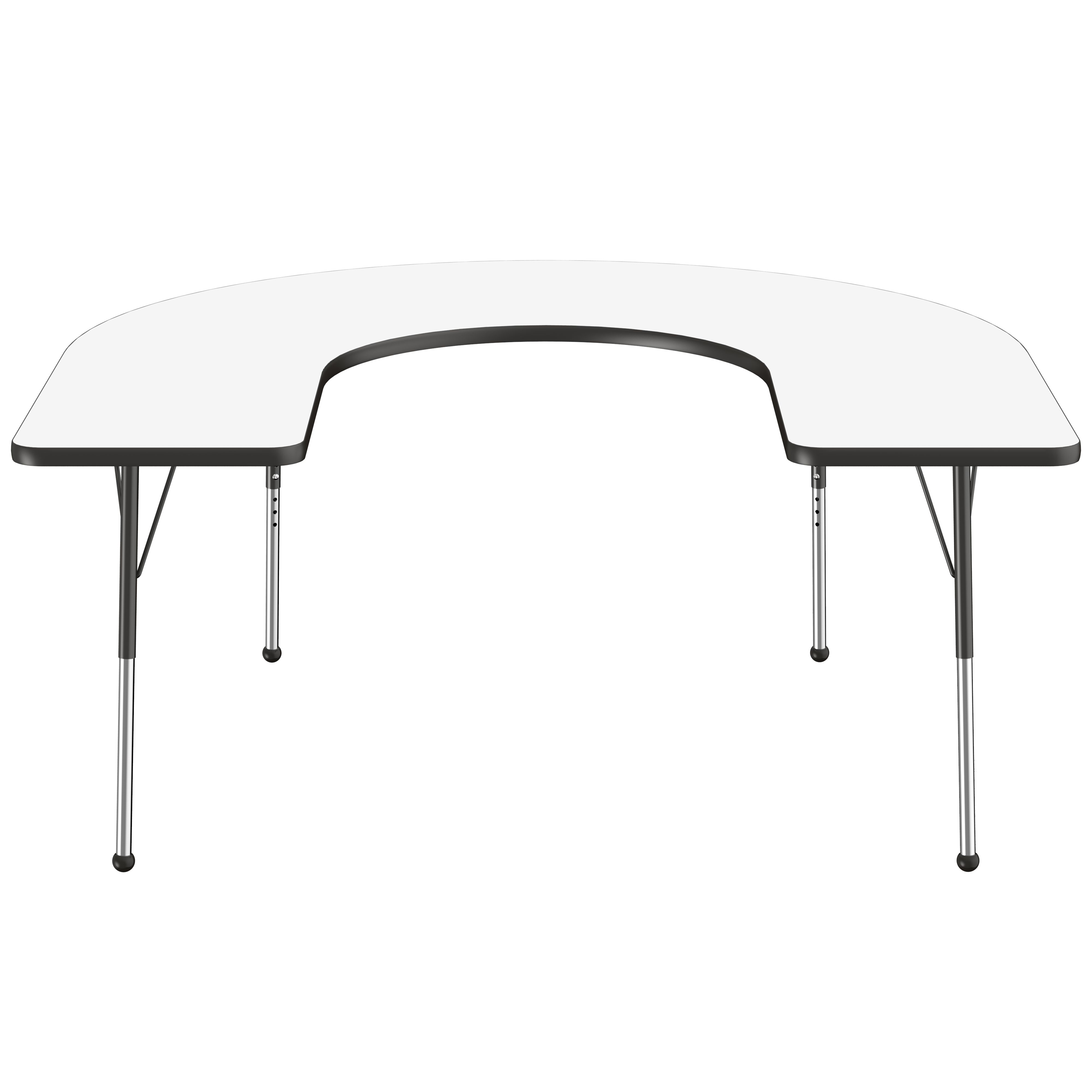 60" x 66" Horseshoe Dry-Erase Activity Table with Adjustable Standard Ball Glide Legs - Whiteboard/Black