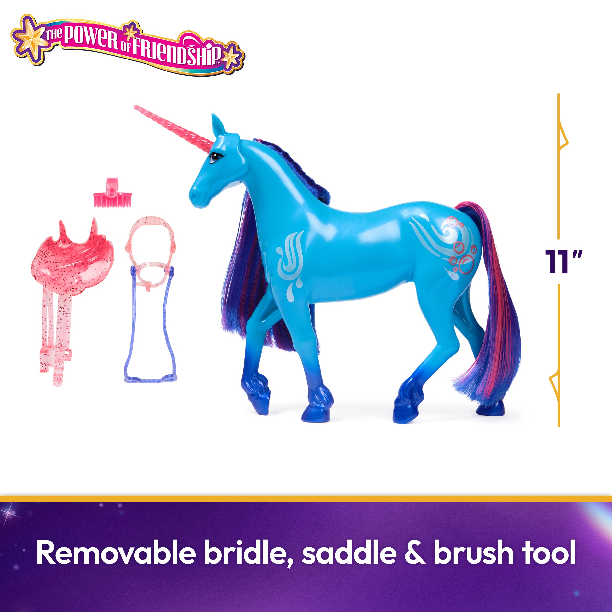 Unicorn Academy, Power of Friendship River with Translucent Saddle & Bridle, 11”, Dolls & Unicorn Toys for Girls Ages 4 and up