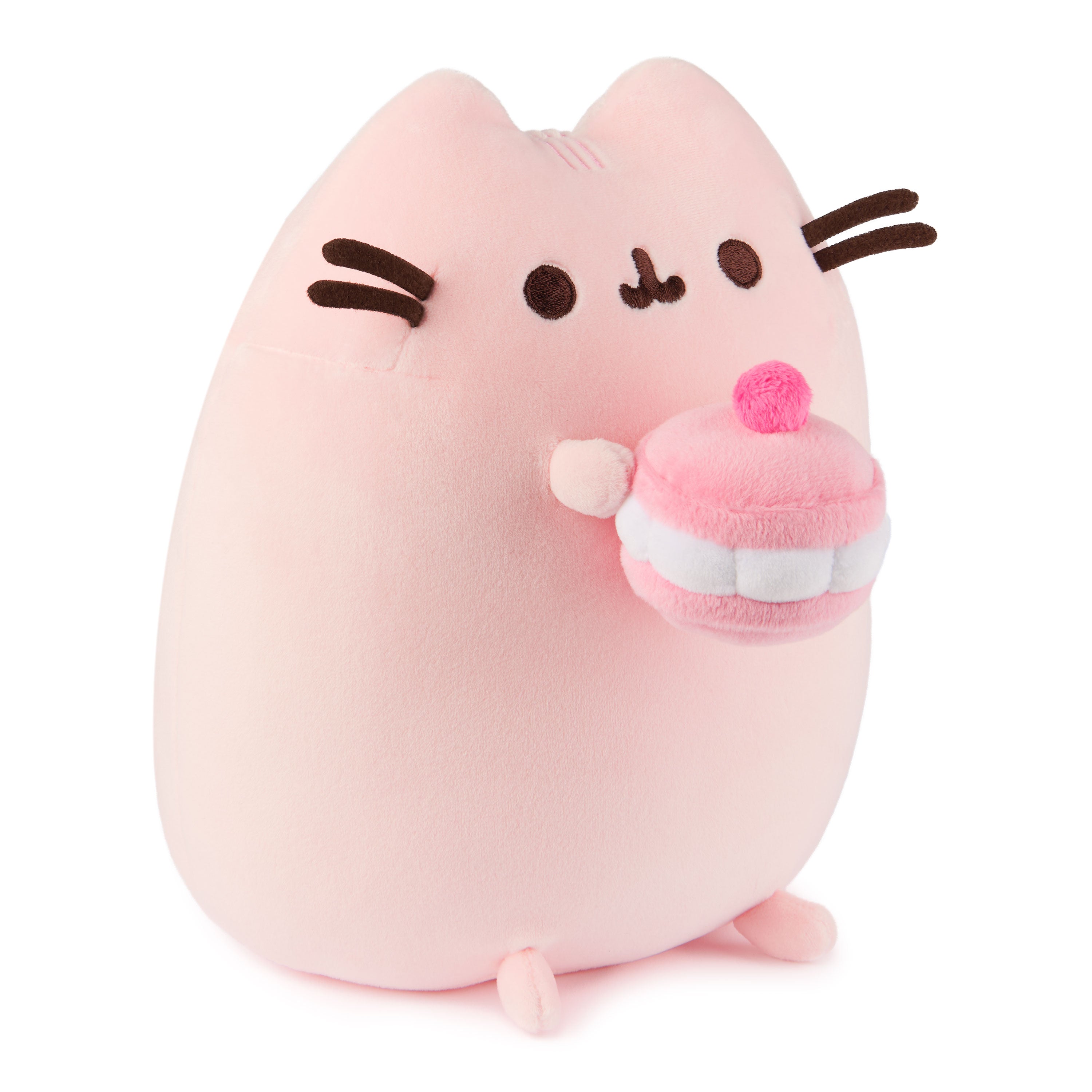GUND Pusheen Cherry Macaron Squisheen Plush, Squishy Toy, Collectible Dessert Food Toy, Cat Stuffed Animal for Ages 8 and Up, Pink, 9.5”
