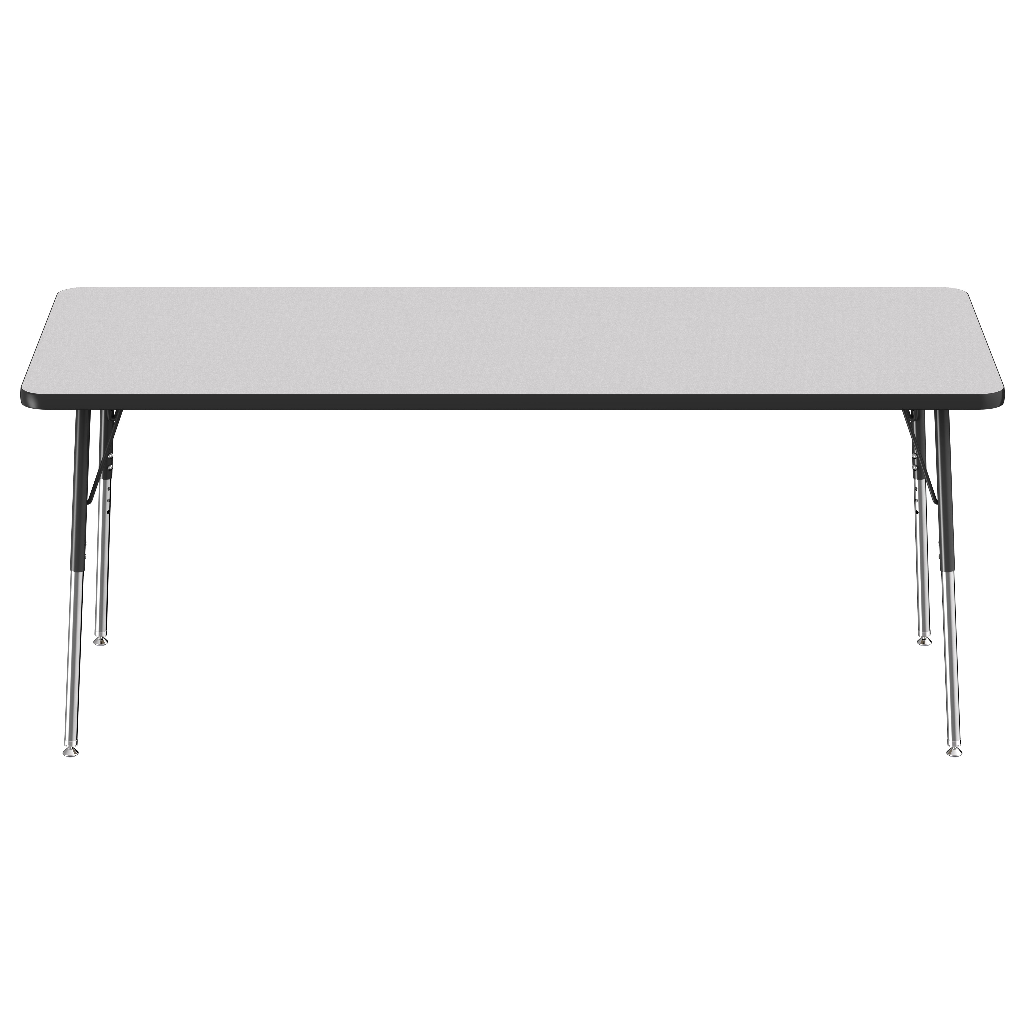 30" x 72" Rectangle Thermofused Activity Table with Adjustable Standard Swivel Glide Legs - Gray/Black