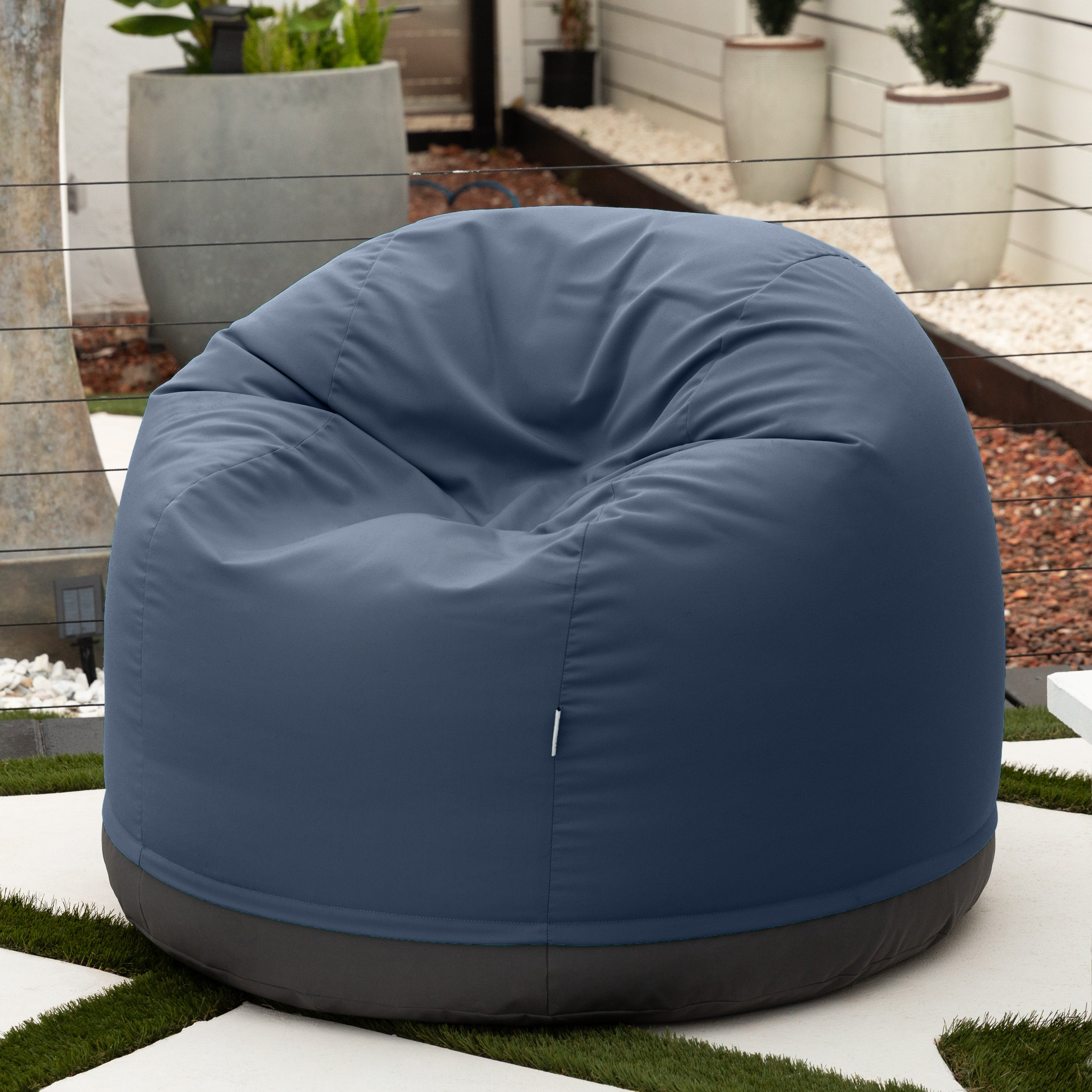 Jaxx Palmetto Large Round Outdoor Bean Bag Club Chair - Sunbrella Navy