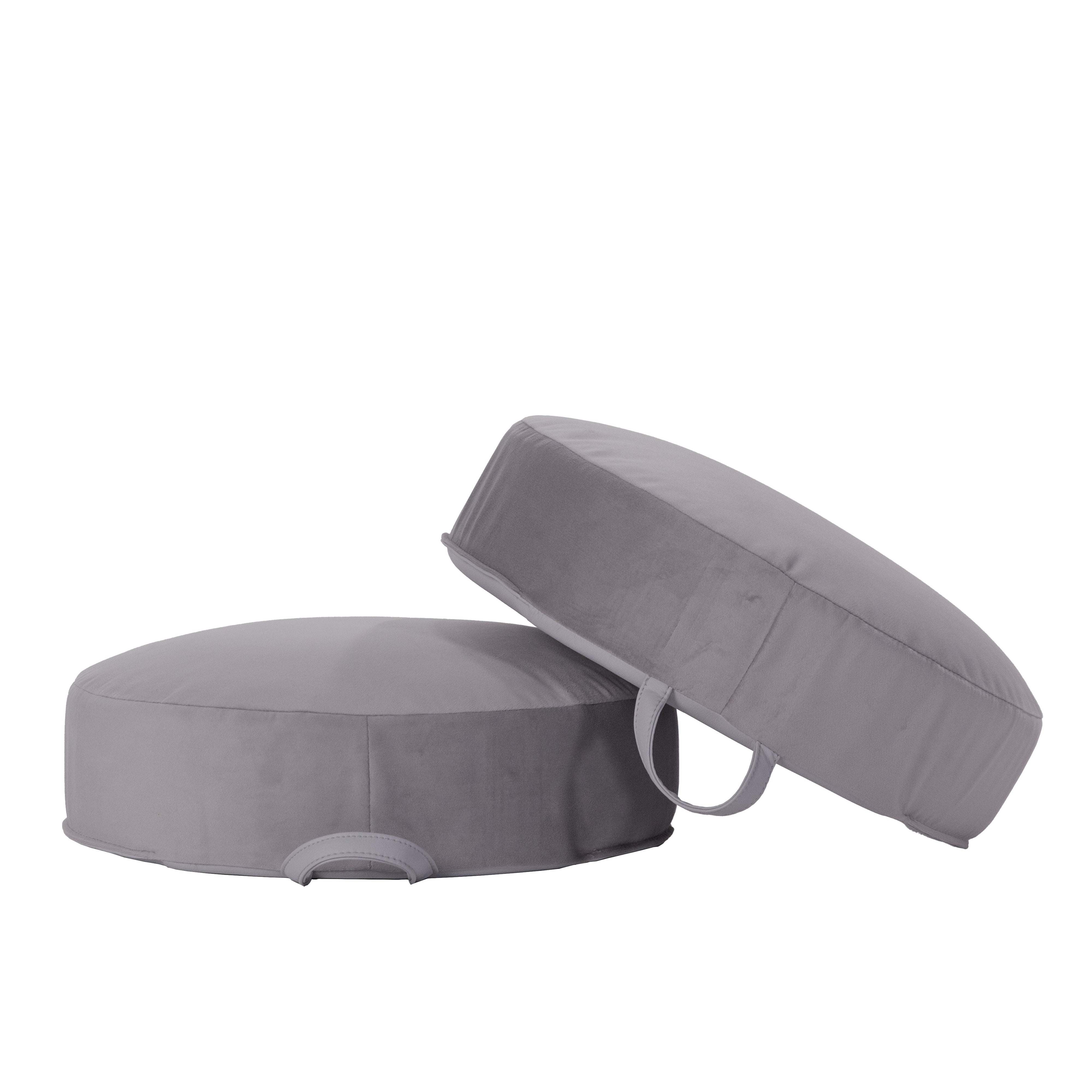 Overstuffed Microfiber Floor Cushions, 2-Piece - Smoke