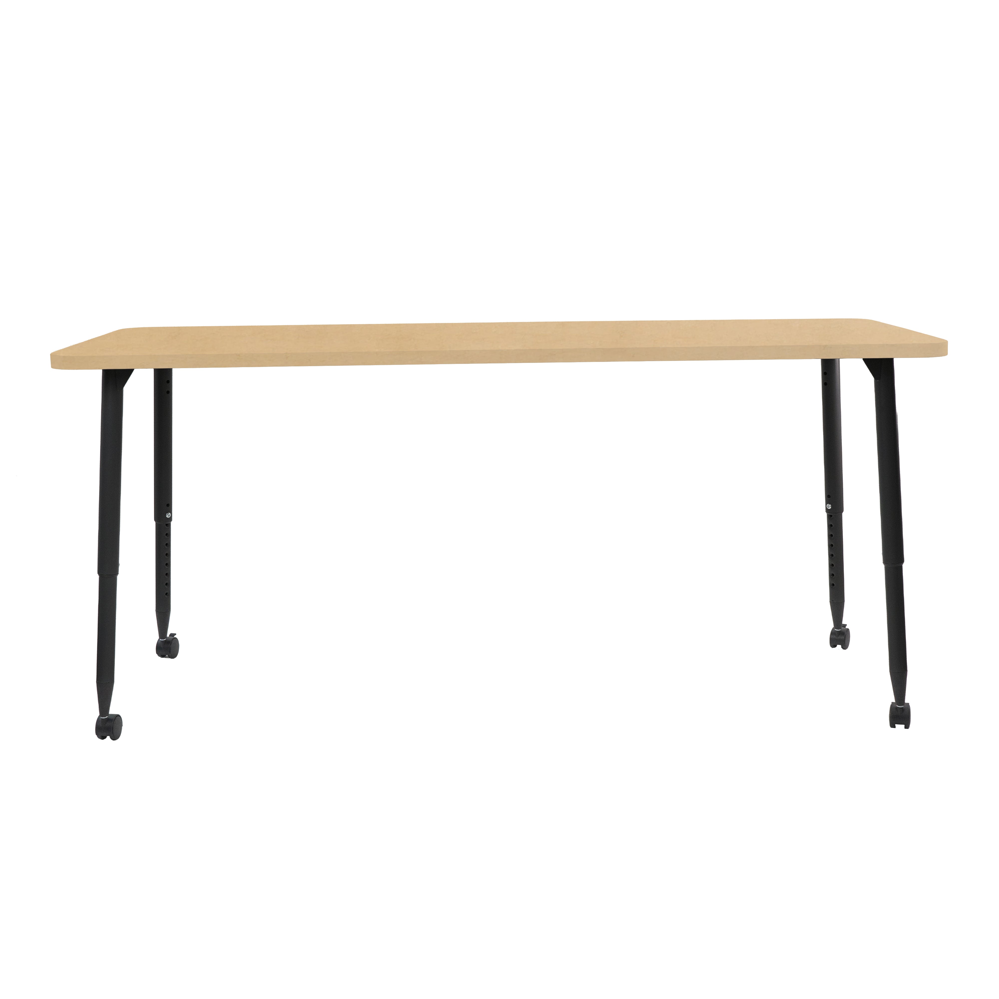 Adapte 30" x 72" Rectangle Woodgrain Activity Table with Adjustable Tapered Legs - Maple Grain/Black