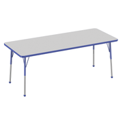 30" x 72" Rectangle T-Molding Activity Table with Adjustable Standard Ball Glide Legs - Gray/Blue