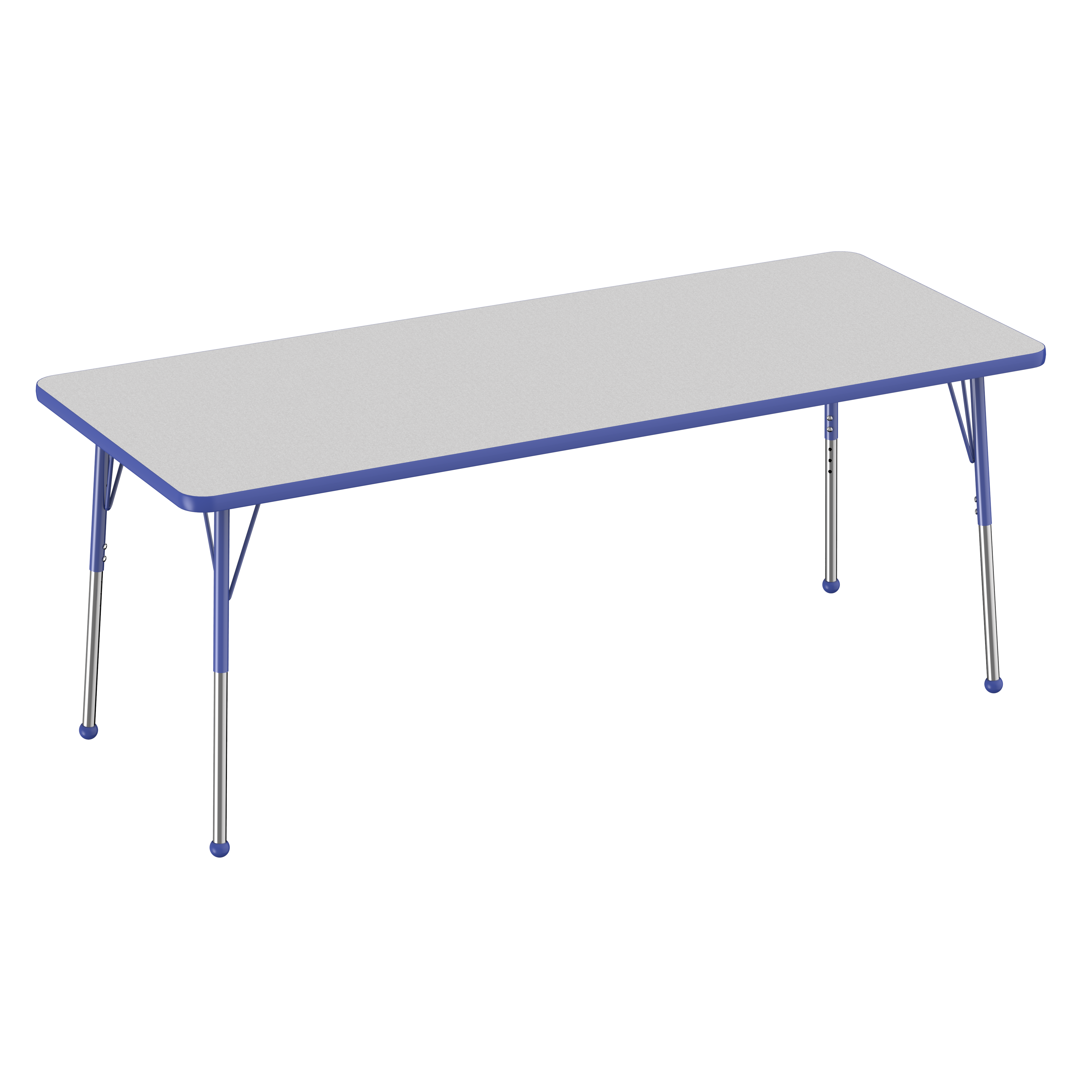 30" x 72" Rectangle T-Molding Activity Table with Adjustable Standard Ball Glide Legs - Gray/Blue