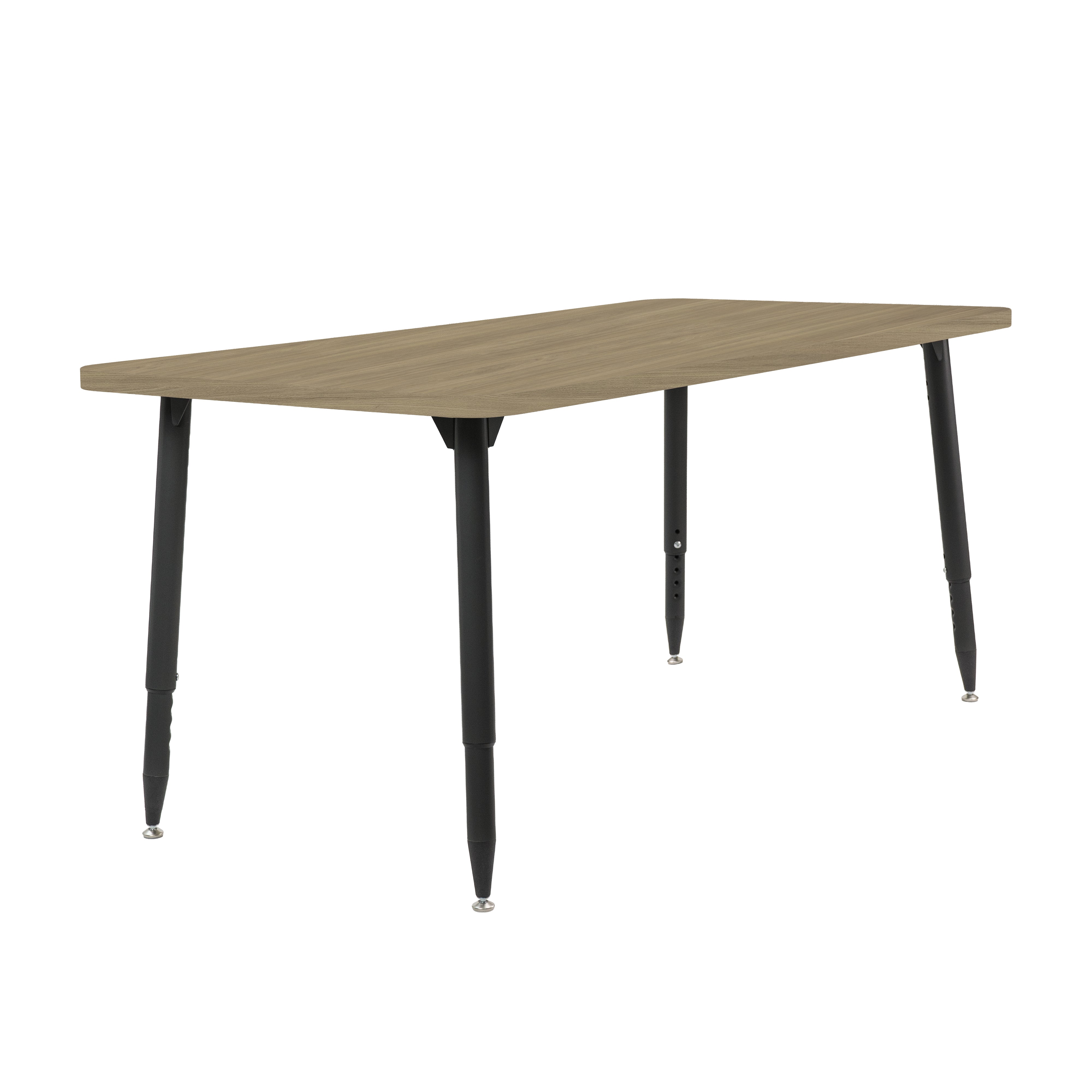 Adapte 30" x 60" Rectangle Woodgrain Activity Table with Adjustable Tapered Legs - Pasadena Oak/Black