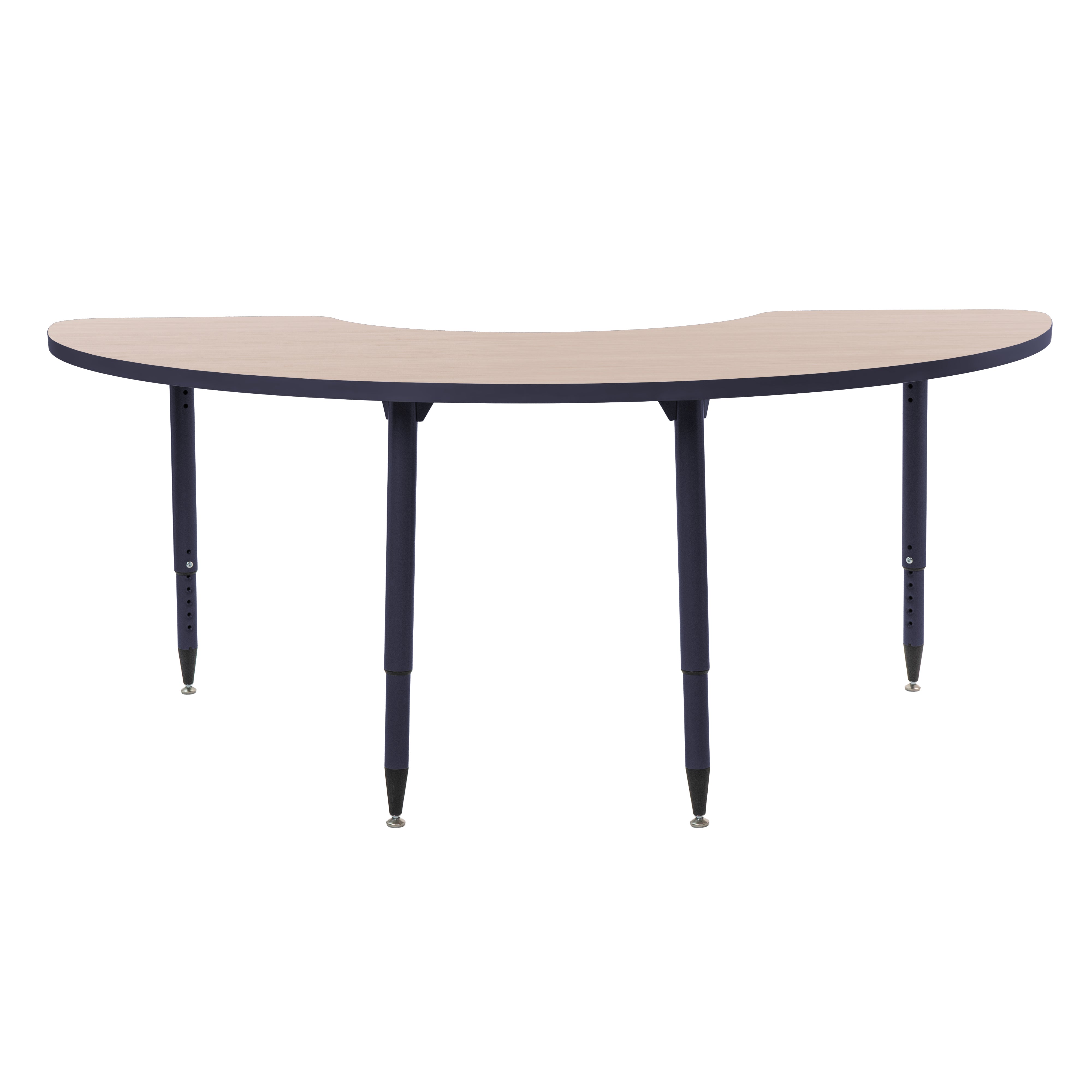Adapte 36" x 72" Half Moon Thermofused Activity Table with Adjustable Tapered Legs - Asian Sand/Navy