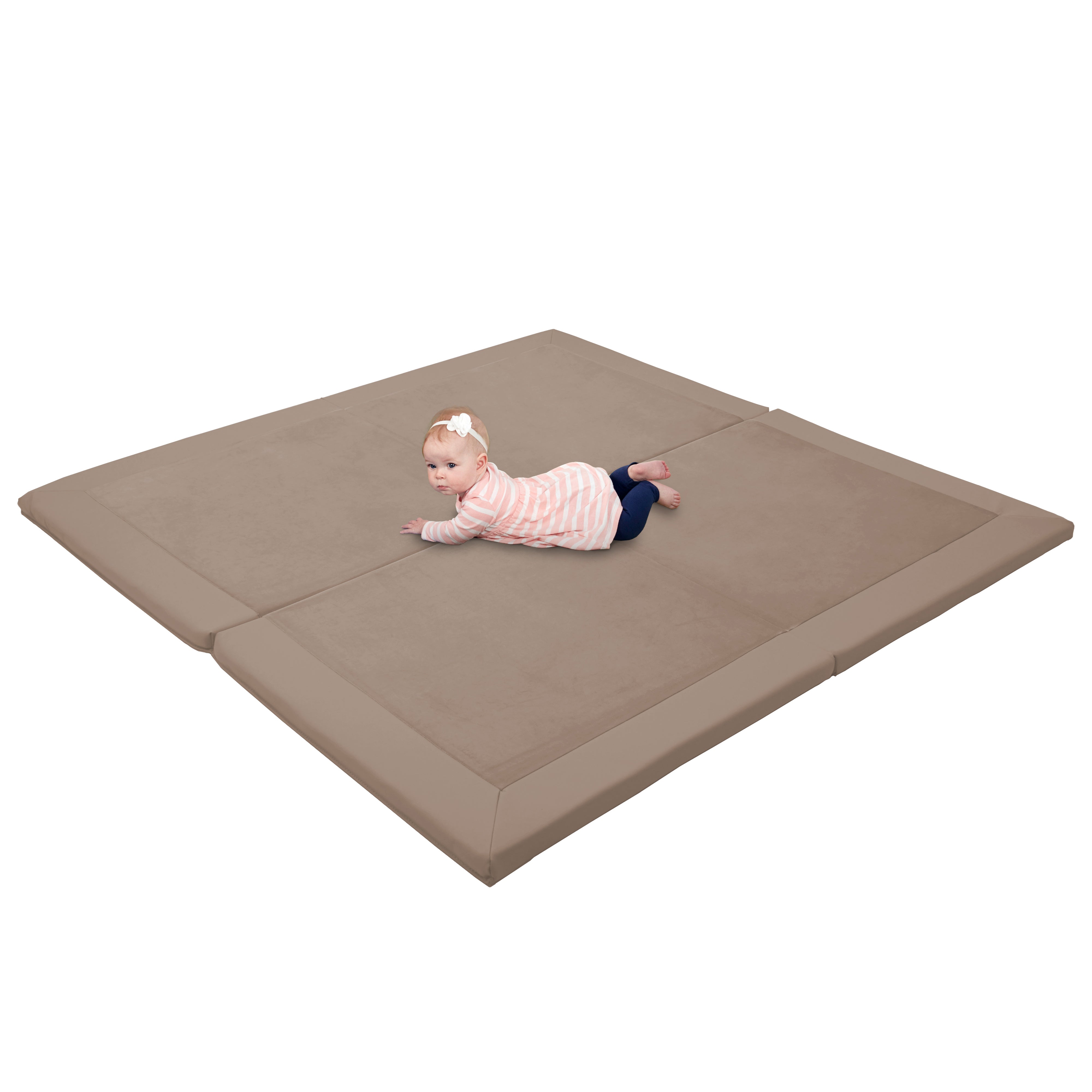 SoftScape Two-Texture Space Saver 4-Fold Toddler Activity Mat - Caffe