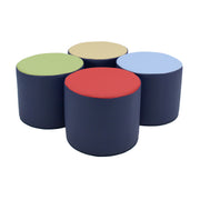 SoftScape 15" Round Accent Ottomans, 4-Piece - Navy