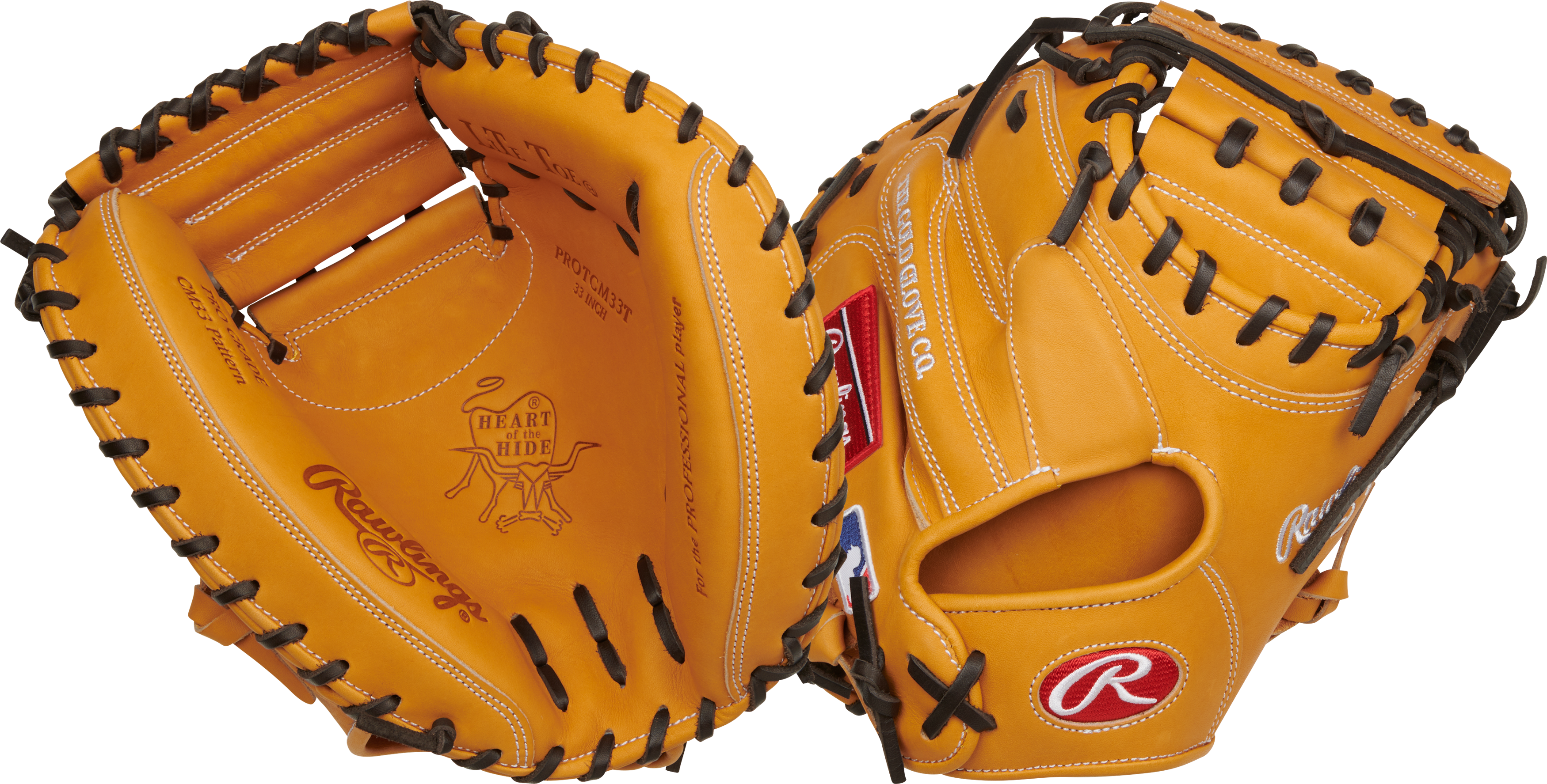 Rawlings Heart Of The Hide Traditional Series Catchers Mitt 33-Inch Baseball Glove - Right Hand Thrower - Tan