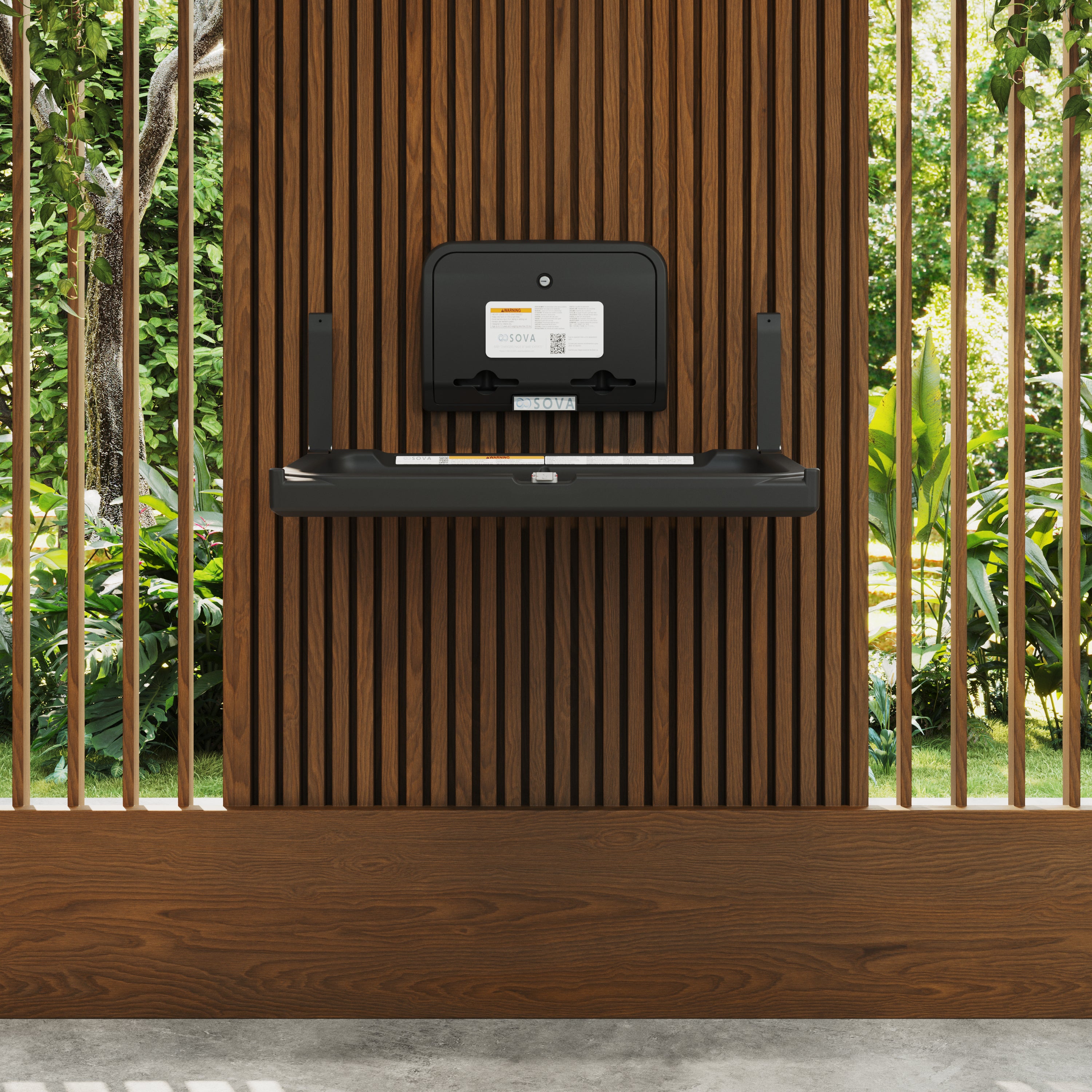 Element Horizontal Baby Changing Station w/ Black Liner Dispenser - Black