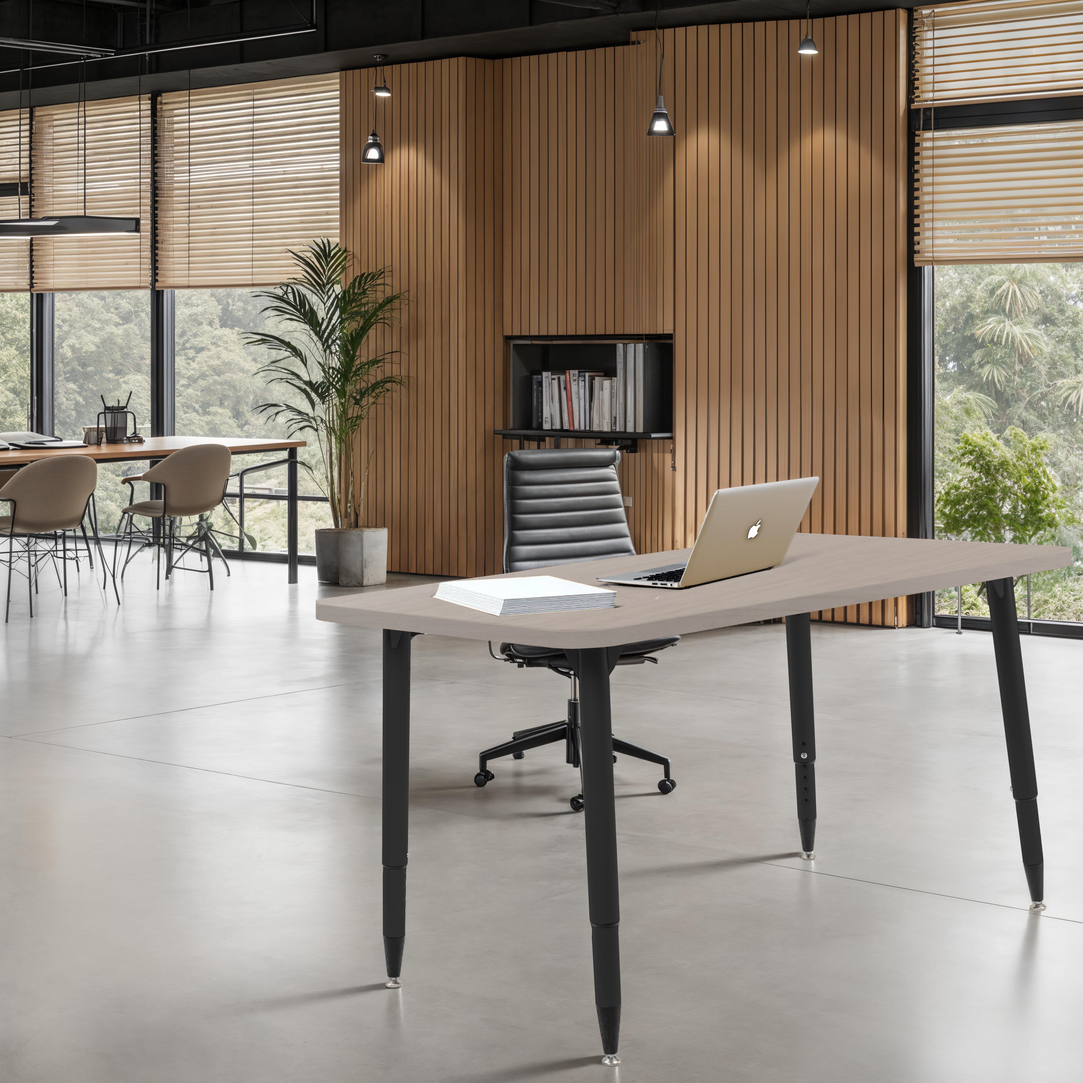 Adapte 30" x 48" Rectangle Woodgrain Activity Table with Adjustable Tapered Legs - Asian Sand/Black