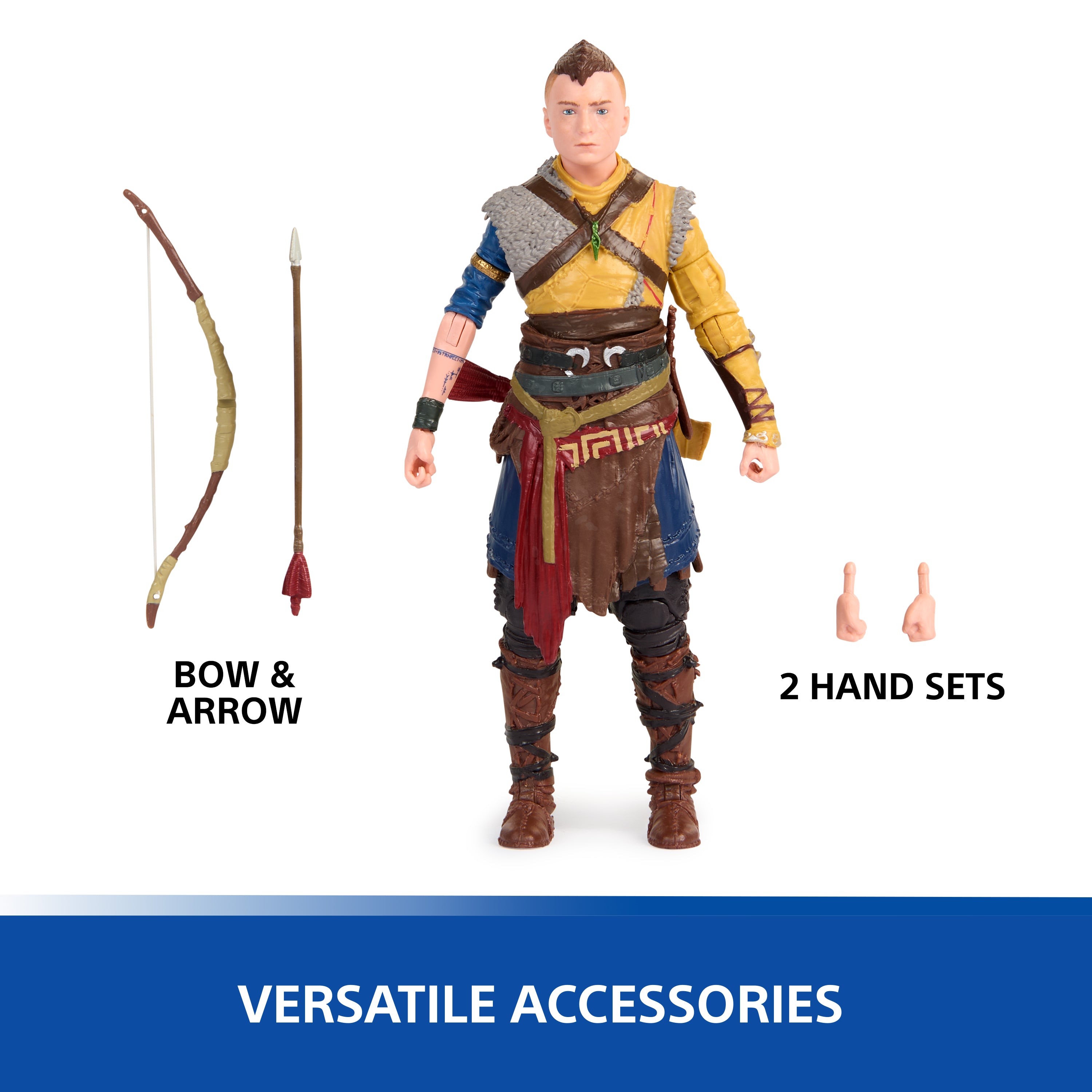 PlayStation God of War Ragnarok, 6” Atreus Action Figure with 4 Accessories, The Shapes Collection, For PS5 Fans & Collectors Ages 17+