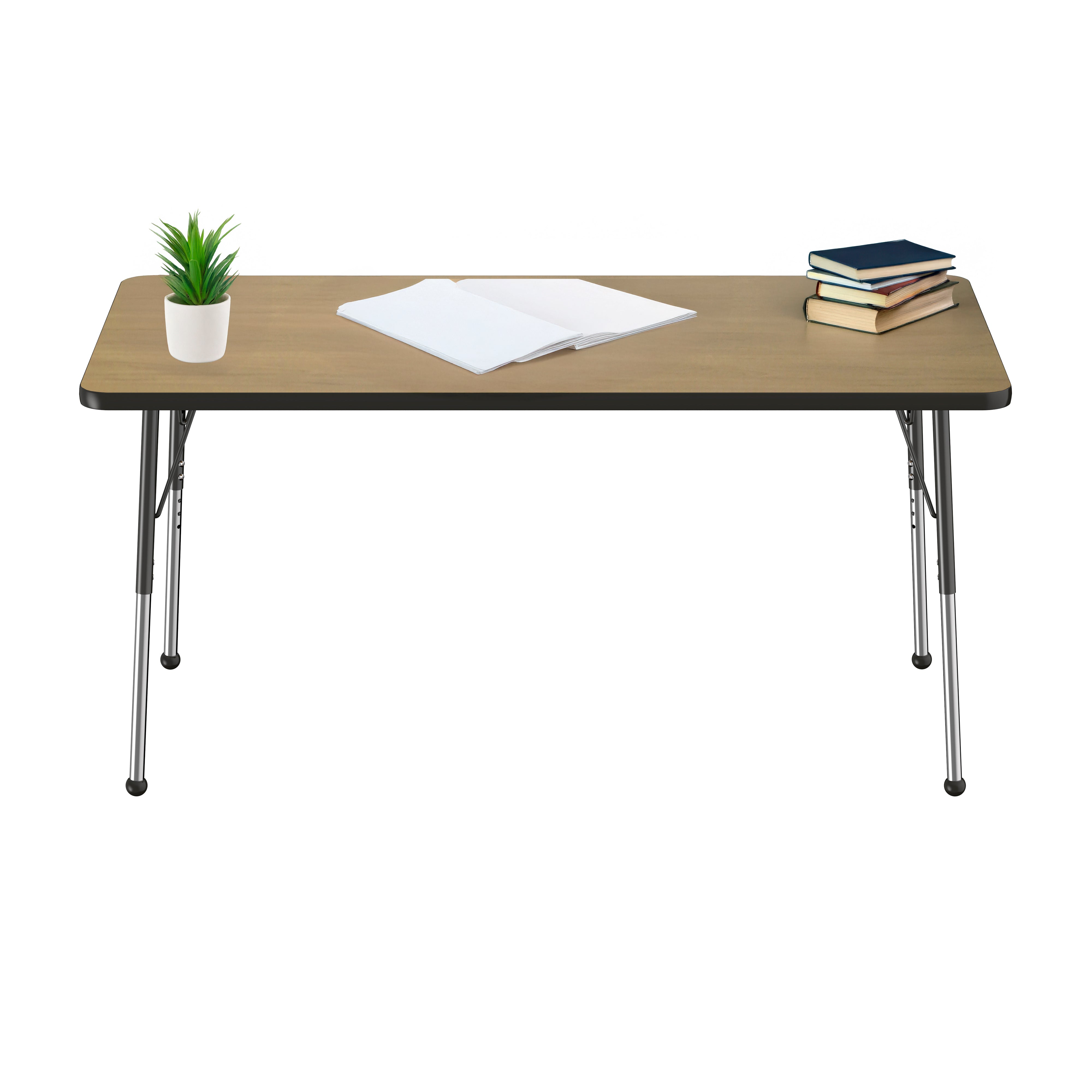 30" x 60" Rectangle T-Molding Activity Table with Adjustable Standard Ball Glide Legs - Pasadena Oak/Black