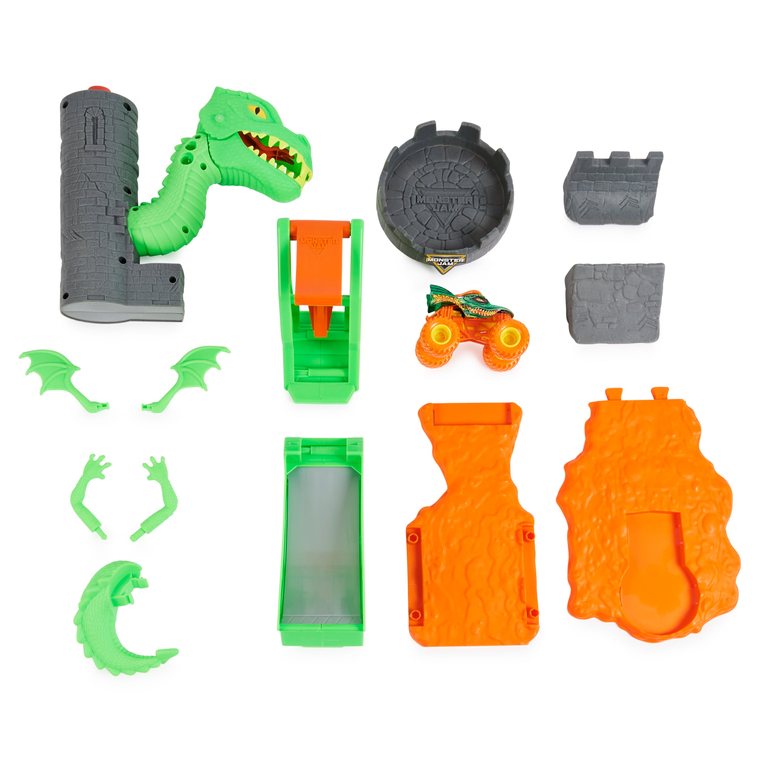 Monster Jam, Dueling Dragon Playset with Exclusive 1:64 Scale Dragon Monster Truck, Kids Toys for Boys Ages 3 and up