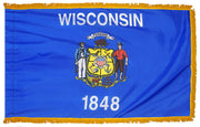 Wisconsin State Flag 3x5 ft. Nylon with Pole Sleeve and Gold Fringe for Parades, and Indoor Display