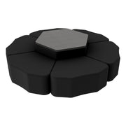 Pro Series Hexagon Ottoman Table with Petal 12" H Seating, 7-Piece Set - Black/Cosmic Strandz