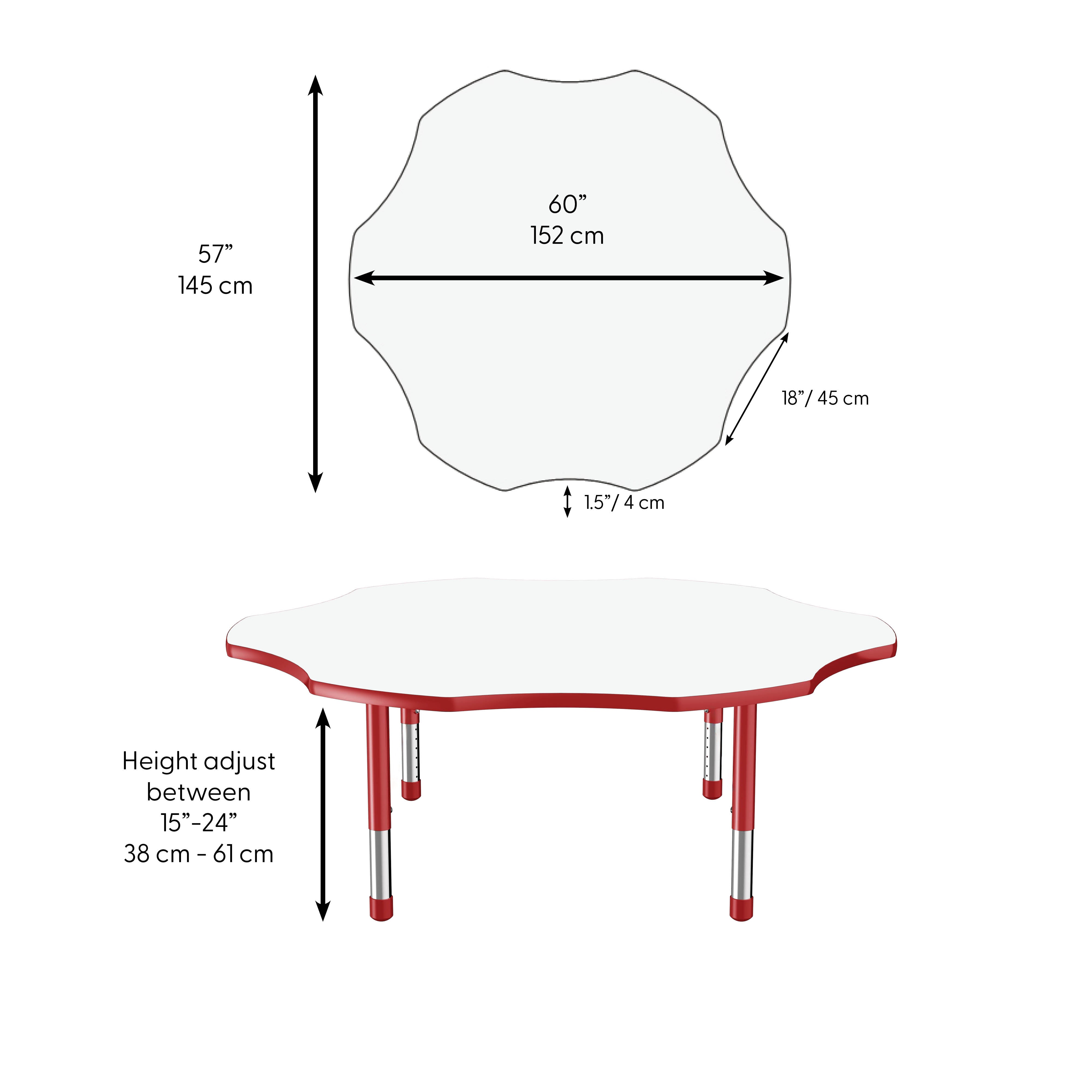 60" x 60" Flower Dry-Erase Activity Table with Adjustable Chunky Legs - Whiteboard/Red