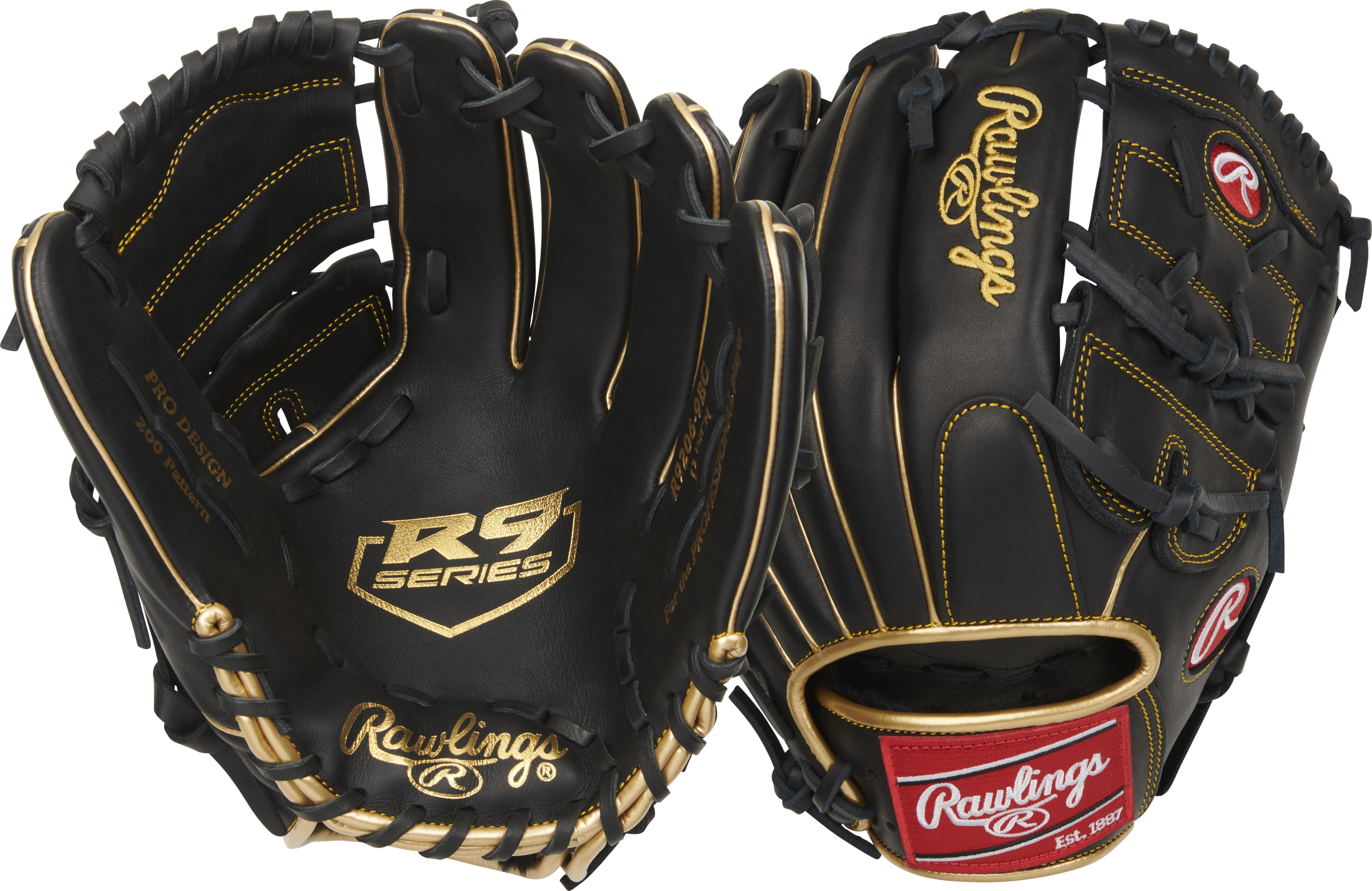 Rawlings R9 Baseball Series 12-Inch Baseball Glove  - Right Hand Thrower - Black