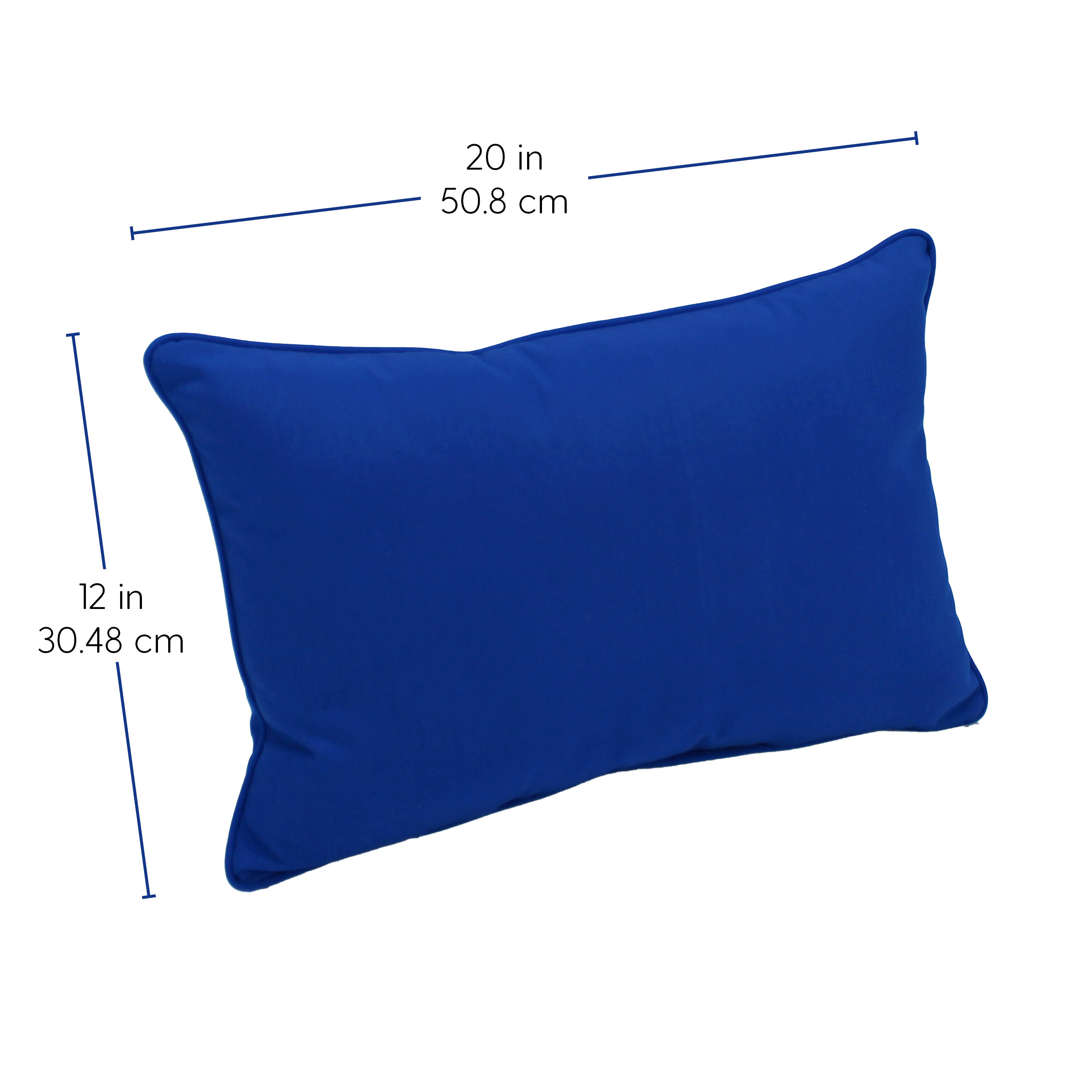 Presidio 12" x 20" Lumbar Indoor/Outdoor Pillow with Piping, 2-Piece - Brilliant Blue