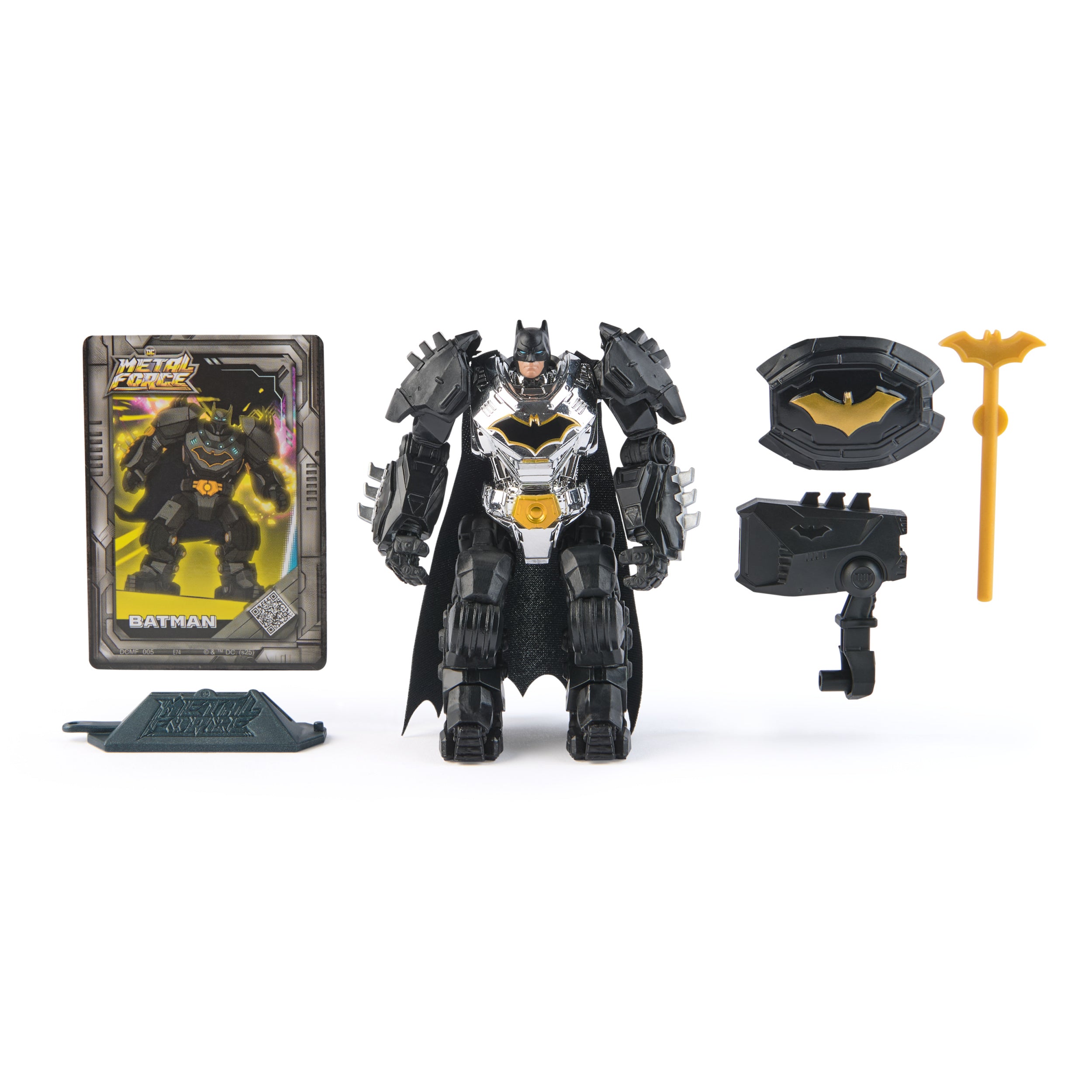 DC Comics Metal Force Batman Action Figure, 4.3-Inch with Accessories, Super Hero Collectible Kids Toys for Boys and Girls Ages 4+