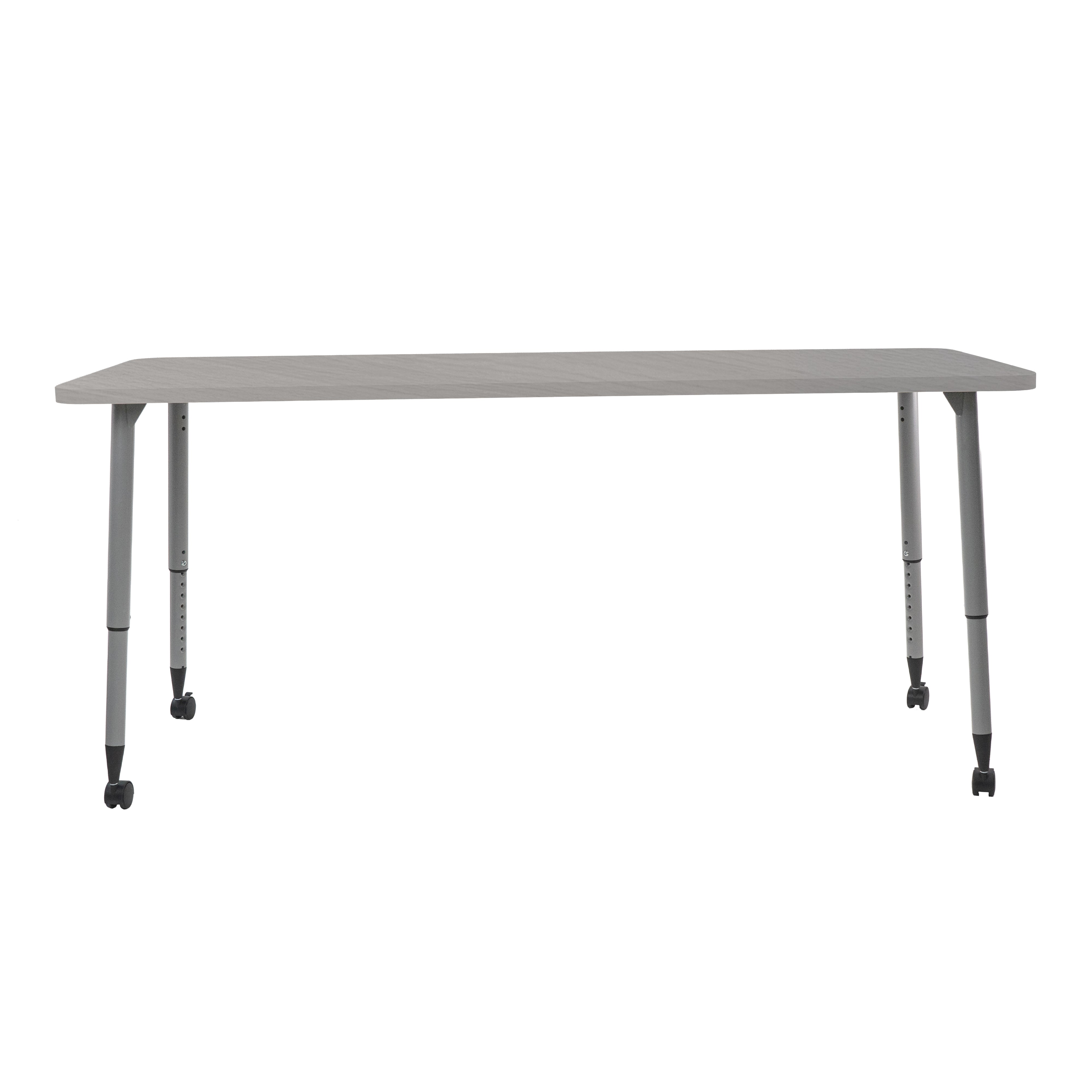 Adapte 30" x 72" Rectangle Woodgrain Activity Table with Adjustable Tapered Legs - Light Gray Wood/Silver