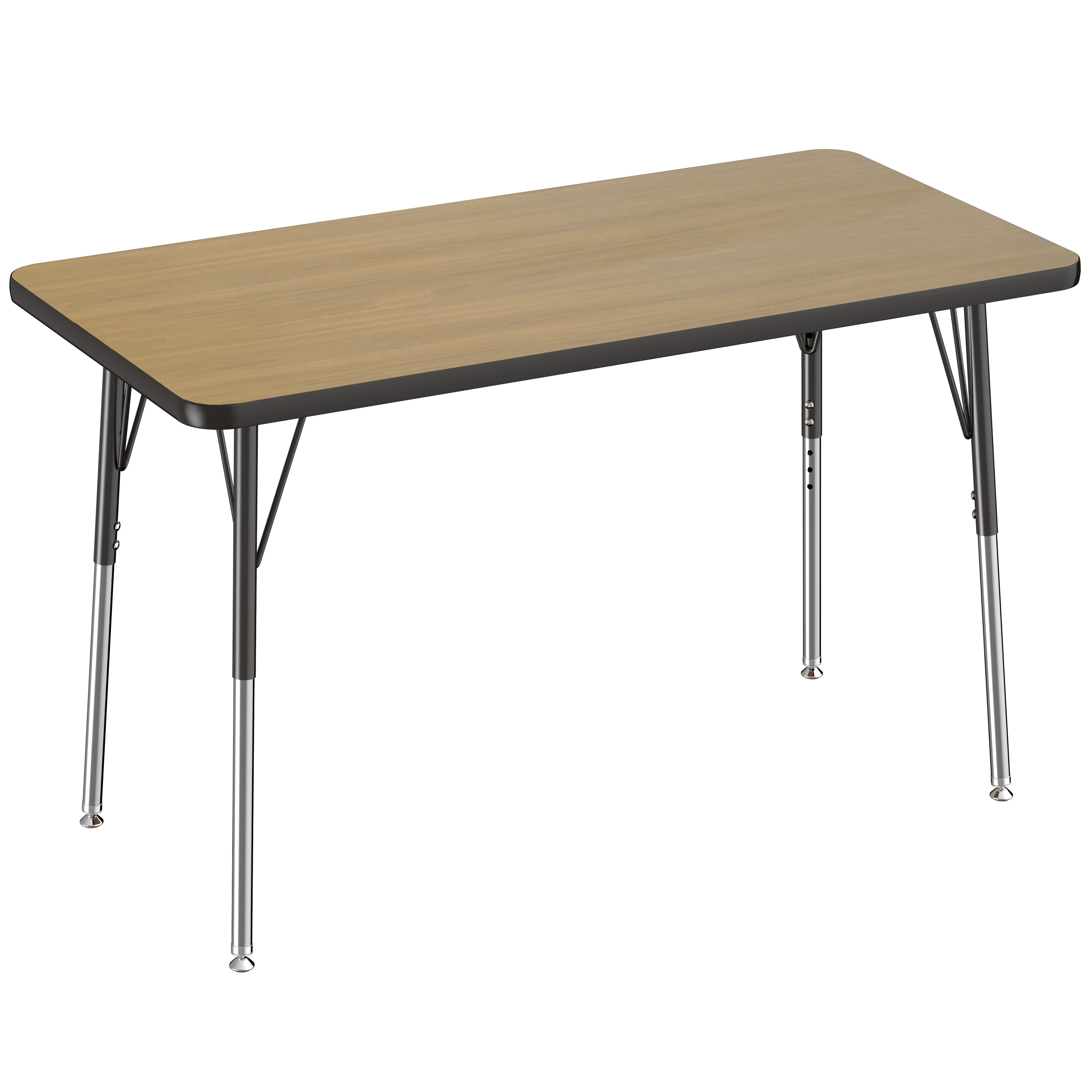 24" x 48" Rectangle Thermofused Activity Table with Adjustable Standard Swivel Glide Legs - Pasadena Oak/Black