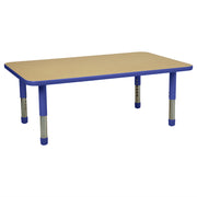 30" x 48" Rectangle T-Molding Activity Table with Adjustable Tiny Tot Legs - Maple/Blue