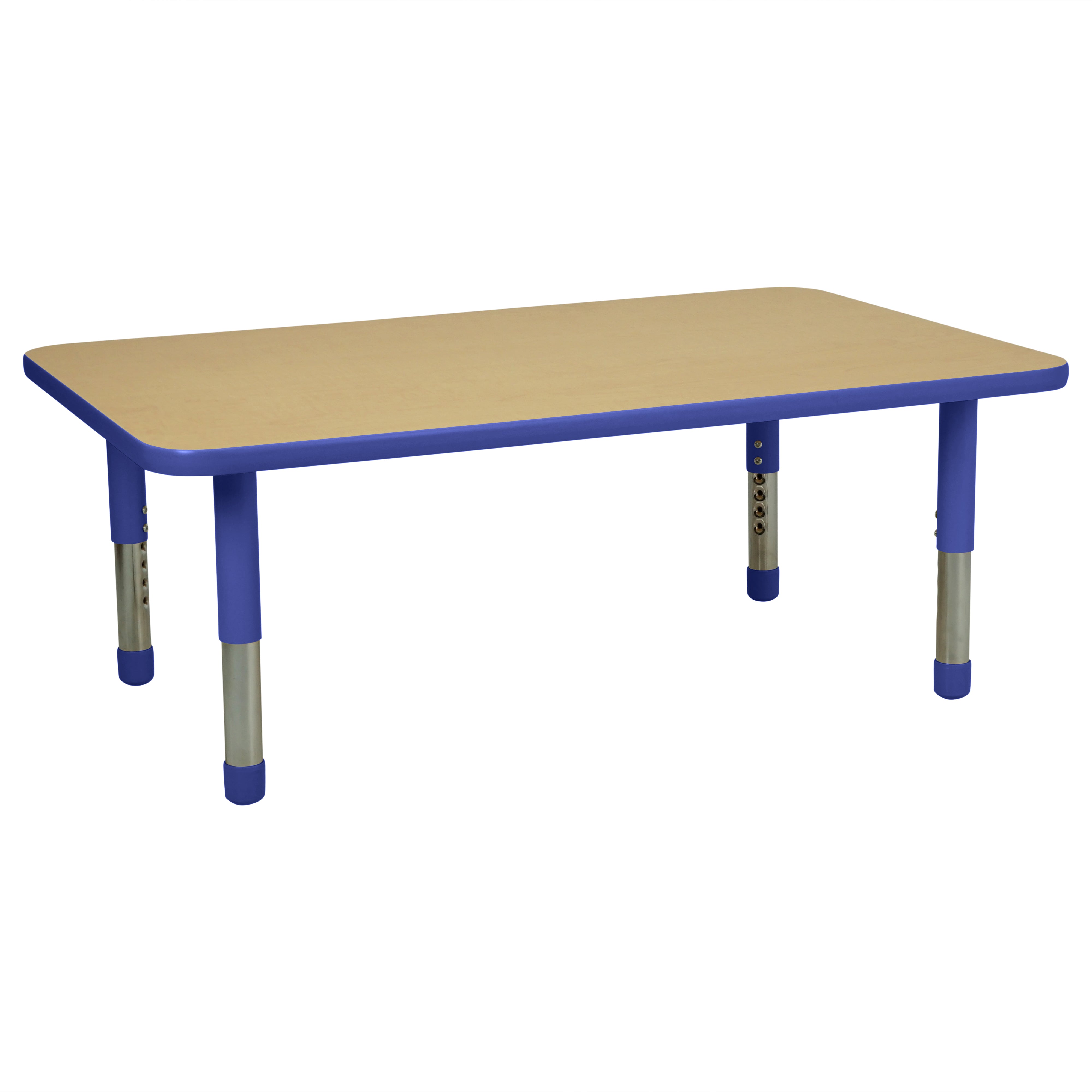 30" x 48" Rectangle T-Molding Activity Table with Adjustable Tiny Tot Legs - Maple/Blue