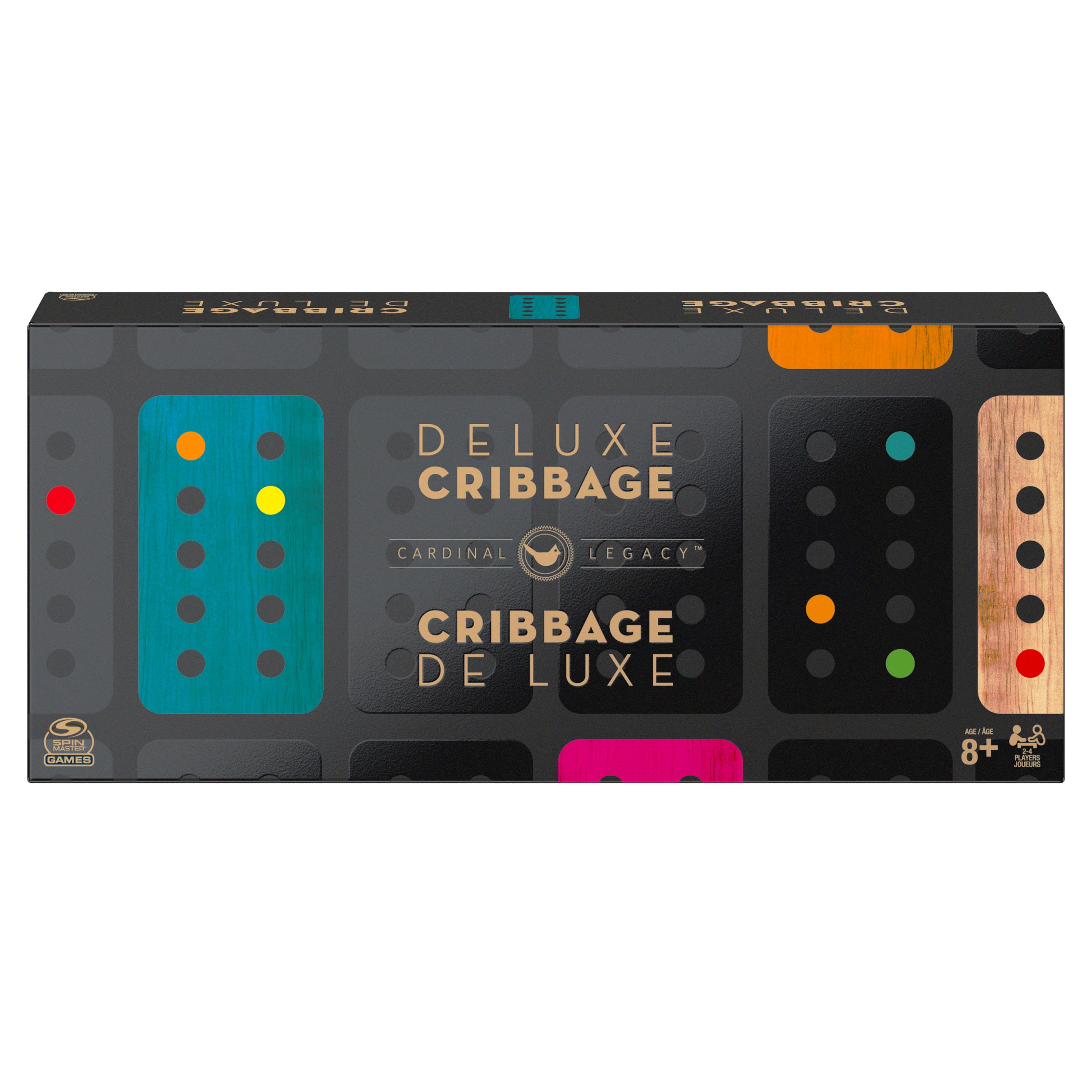 Legacy Deluxe Cribbage Classic Game with Lined Wooden Case and Colored Metal Movers, Family Game for 2 to 4 Players Ages 8 and up