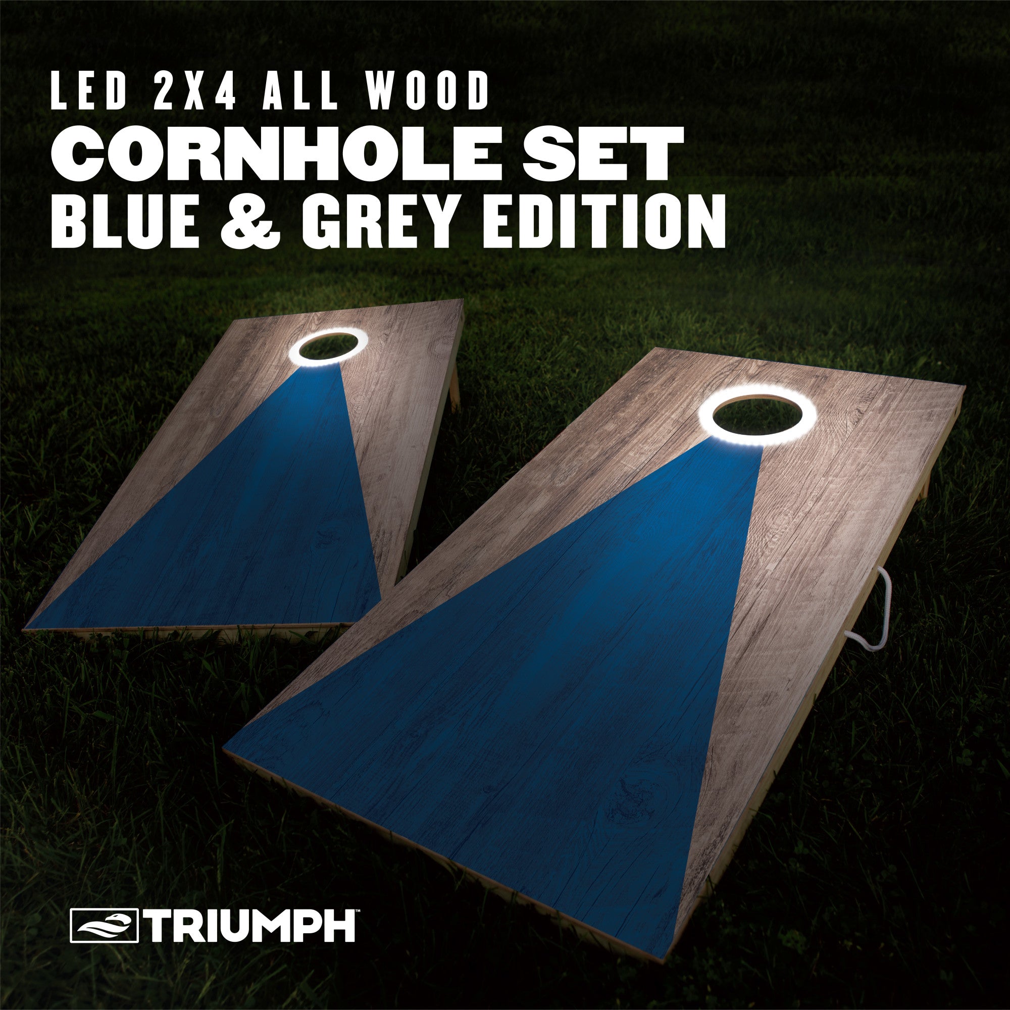 Triumph LED 2X4 Blue/Grey All-Wood Bag Toss