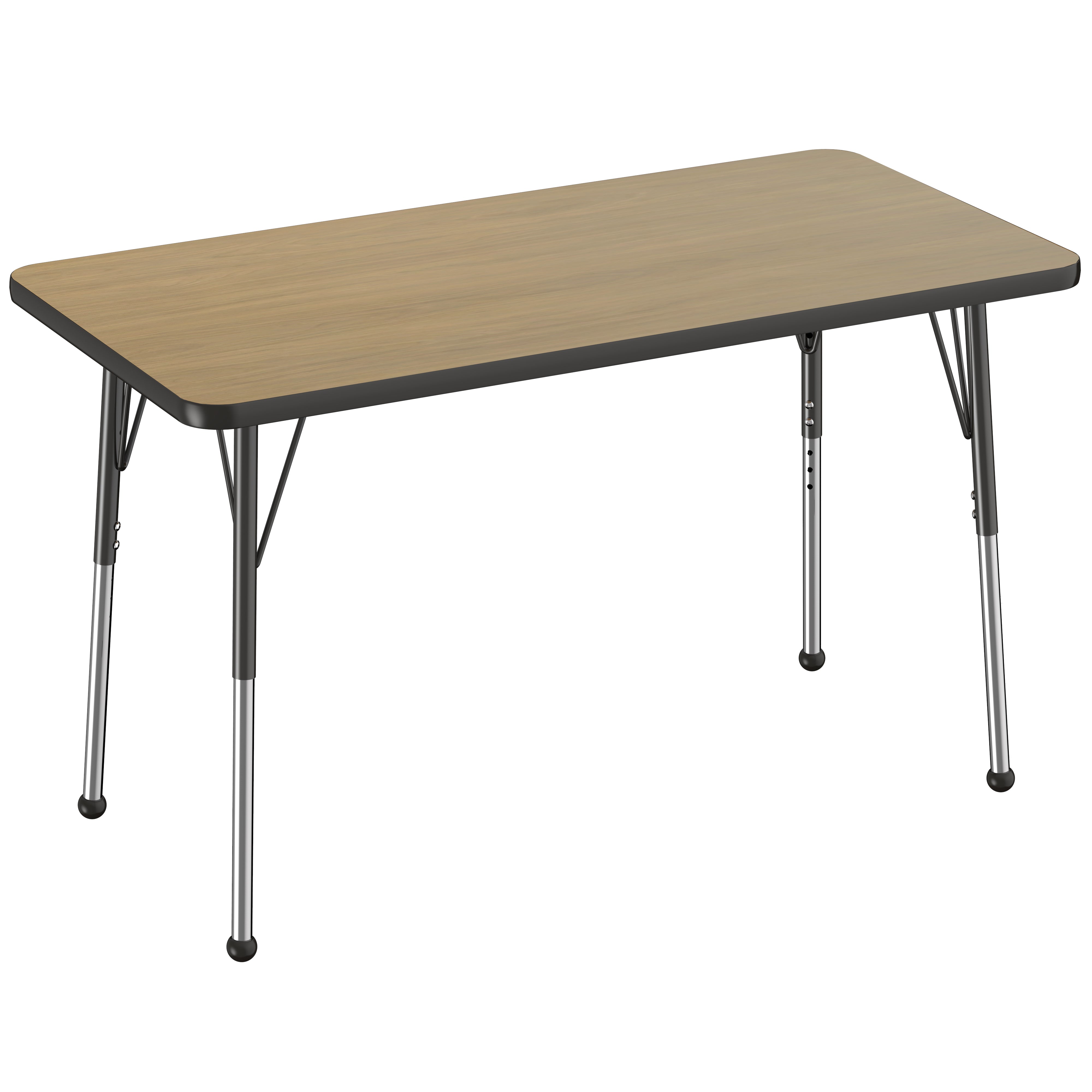 24" x 48" Rectangle T-Molding Activity Table with Adjustable Standard Ball Glide Legs - Pasadena Oak/Black