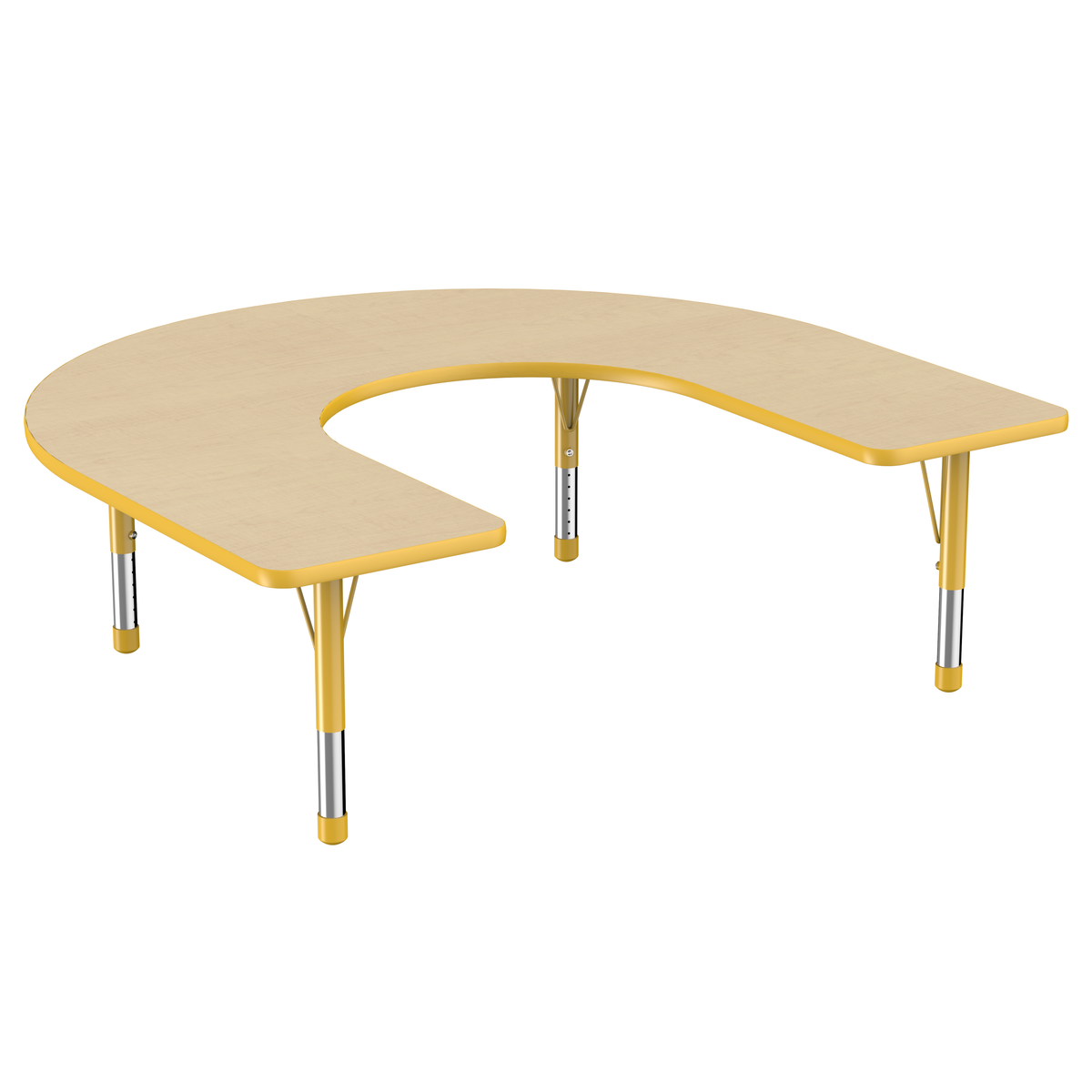 60" x 66" Horseshoe T-Molding Activity Table with Adjustable Chunky Legs - Maple/Yellow